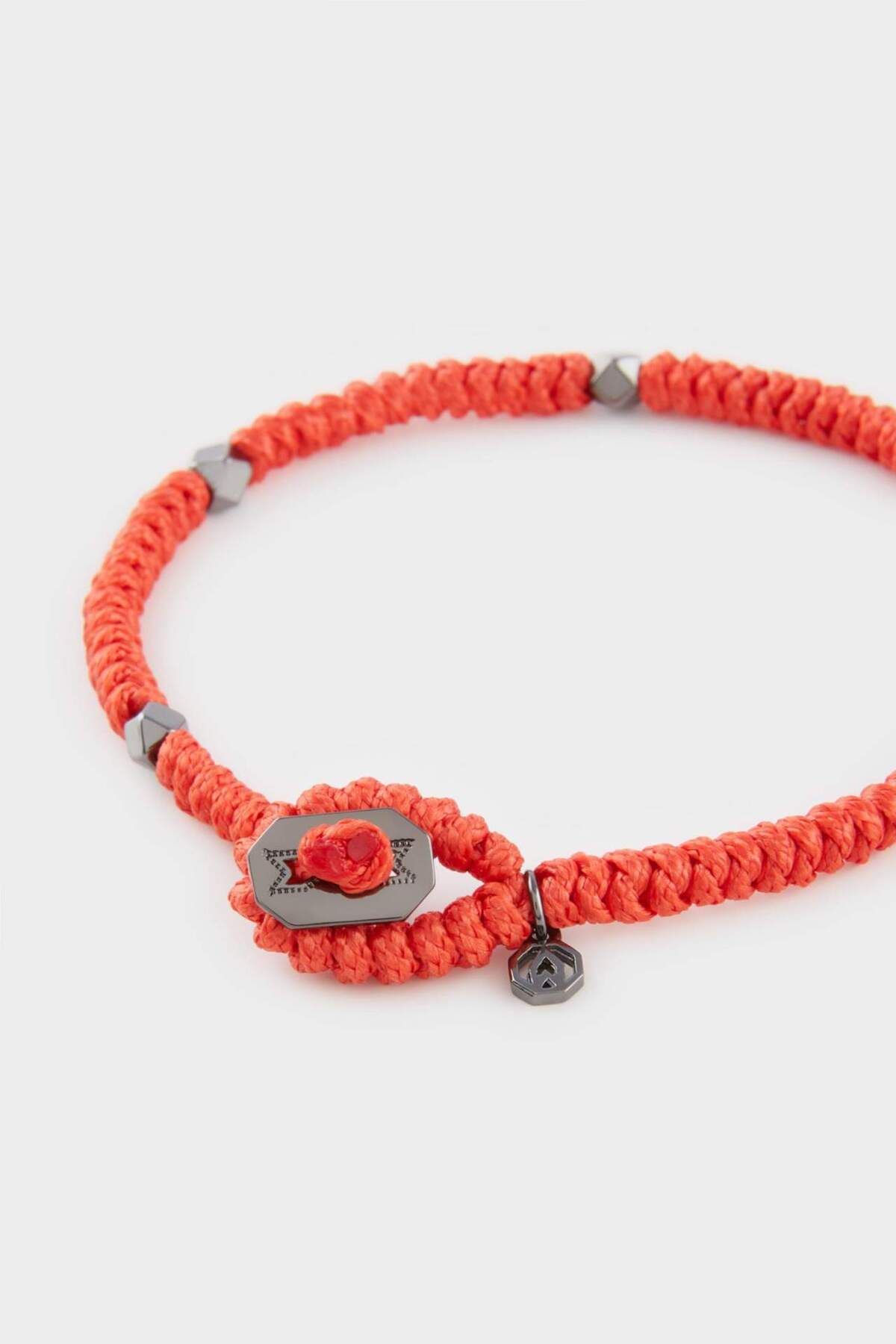 DeFacto-Herrenarmband – geflochtenes Seil, Stahlstück, Silber und rote Schlangenmodell E6123axns 3