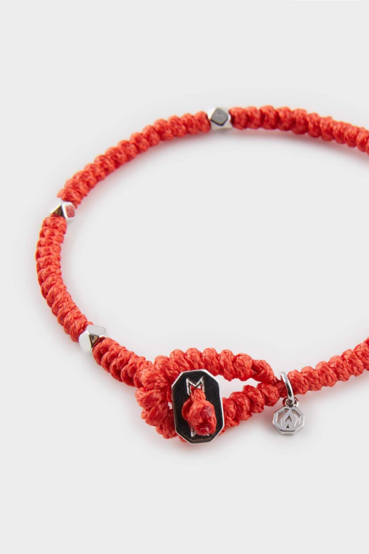 DeFacto-Herrenarmband – geflochtenes Seil, Stahlstück, Silber und rote Schlangenmodell E6123axns 4