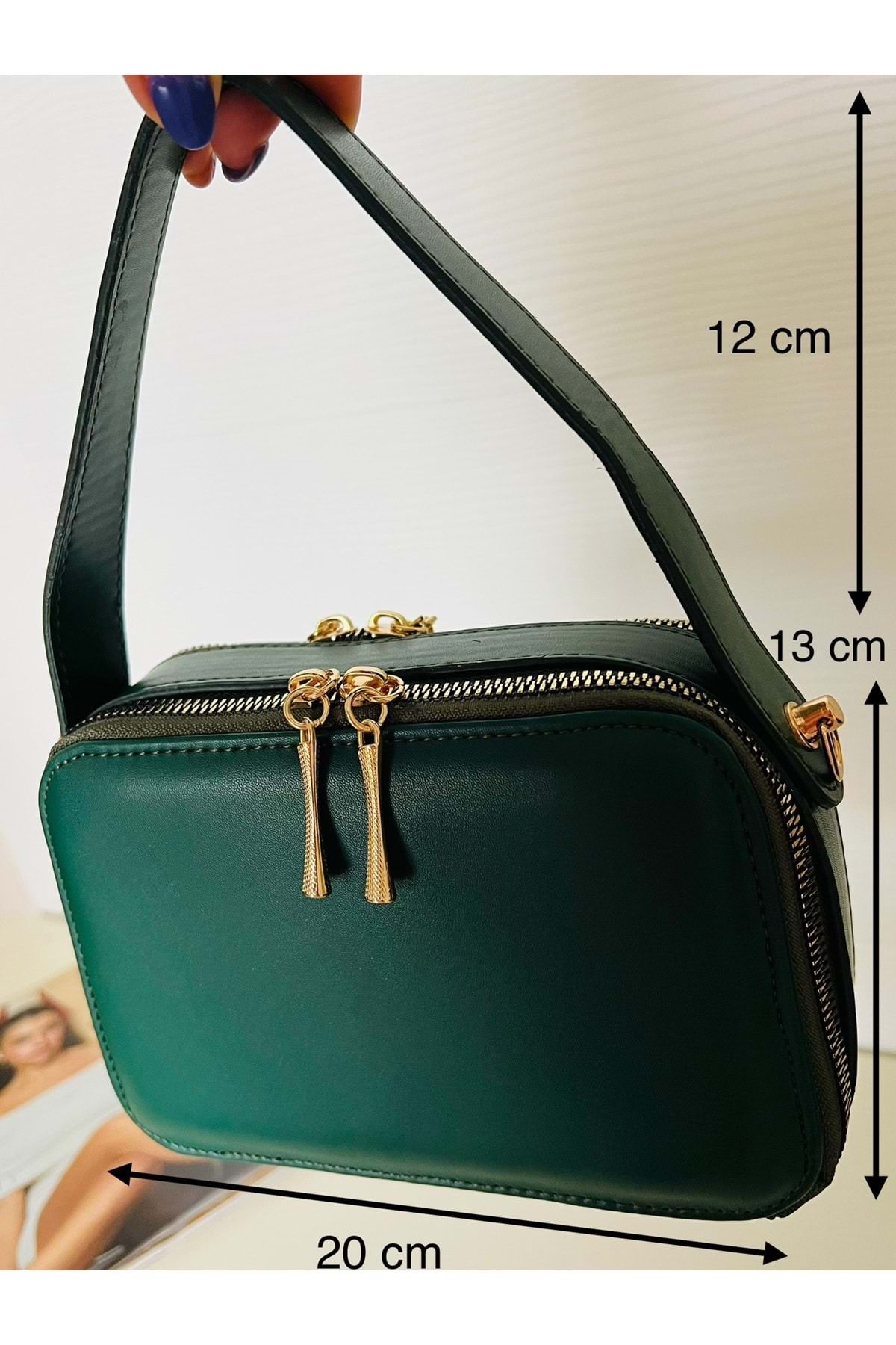 ACAR TAKI-Square Mini Hand and Shoulder Bag-Green Color Acr4350 5