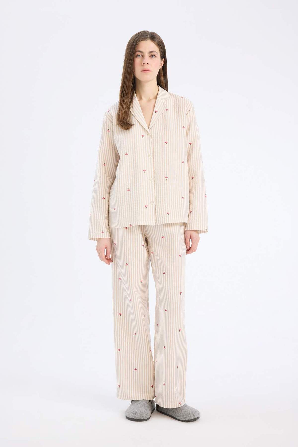 DeFacto-Long Length Muslin Pajamas Six-Fall in Love E5771Ax25Sp 2