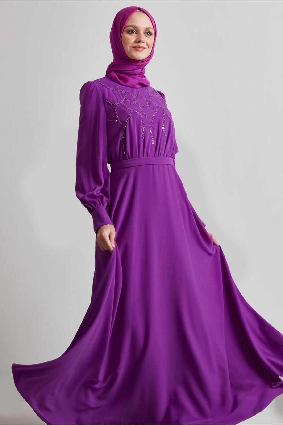لباس پولکی با جزئیات 45419 Alvina