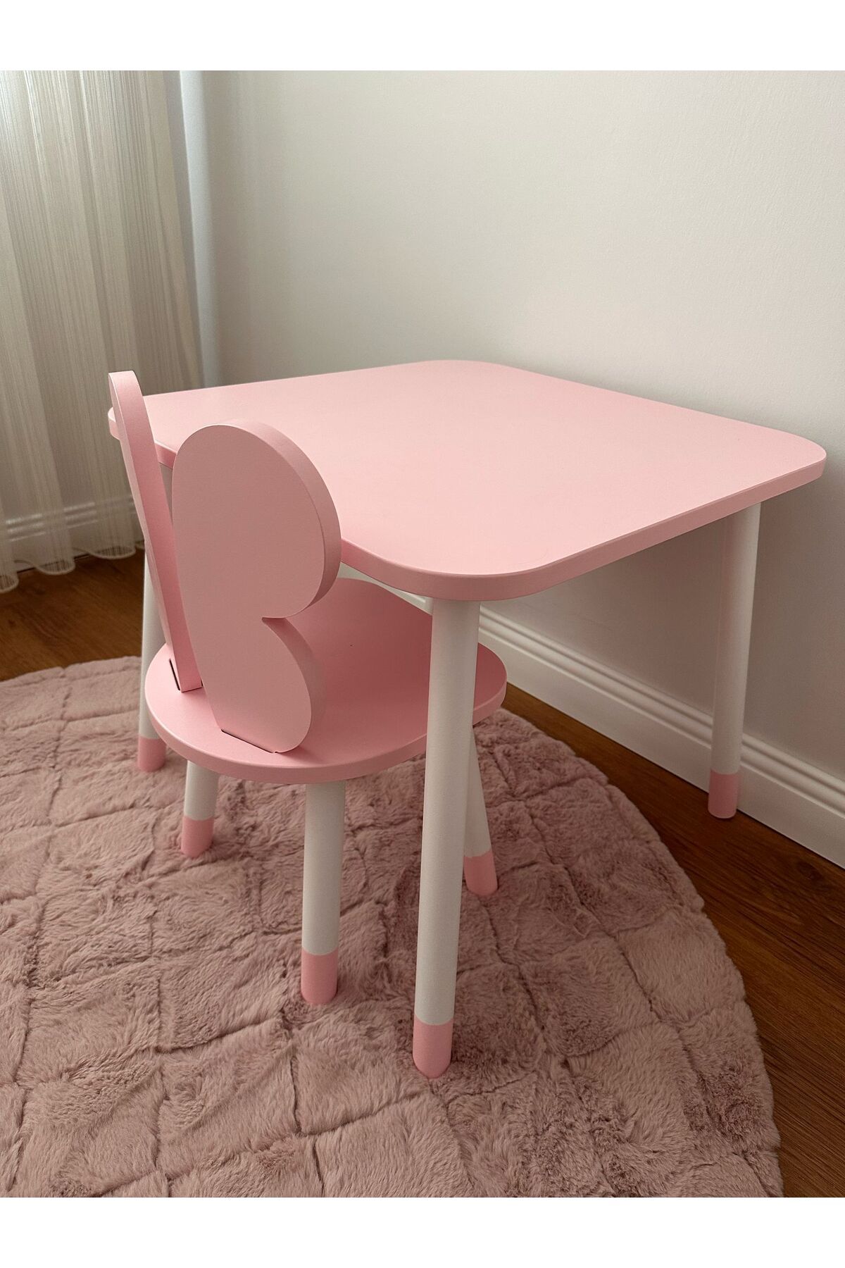 All For Claps Kare masalı Kelebek Set, Çocuk Odası Montessori sandalyeli Aktivite Masası
