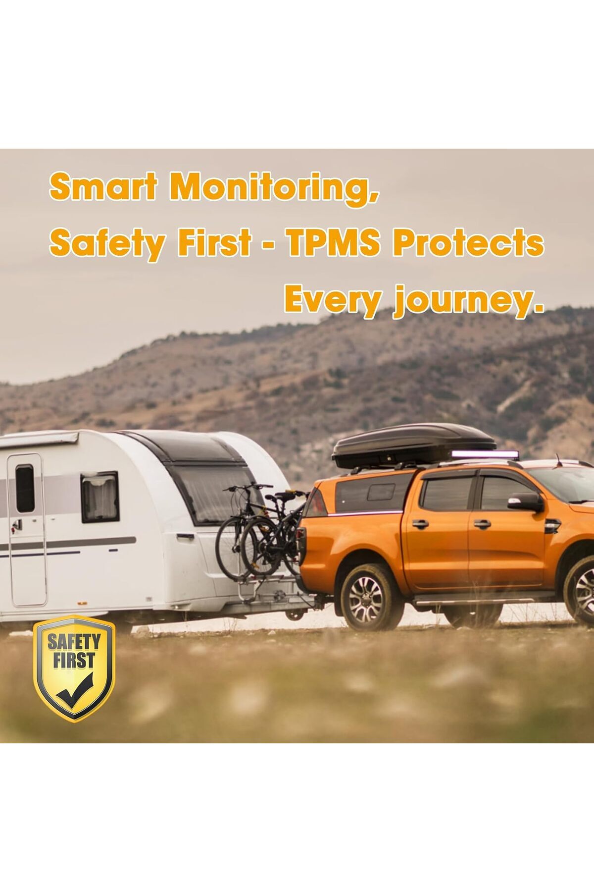 fulina-Solar Powered Wireless Tire Pressure Monitoring System, with 4 External Sensors 6