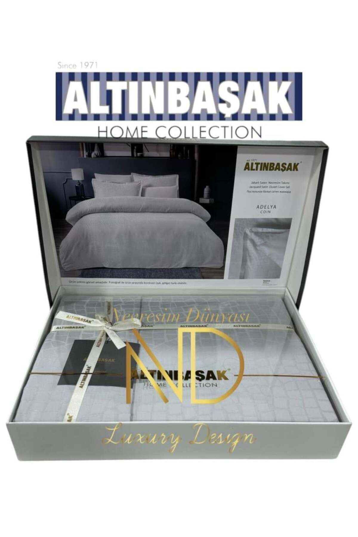 OEM Jakarlı Saten Çift Kişilik Nevresim Takımı Adelya Puce