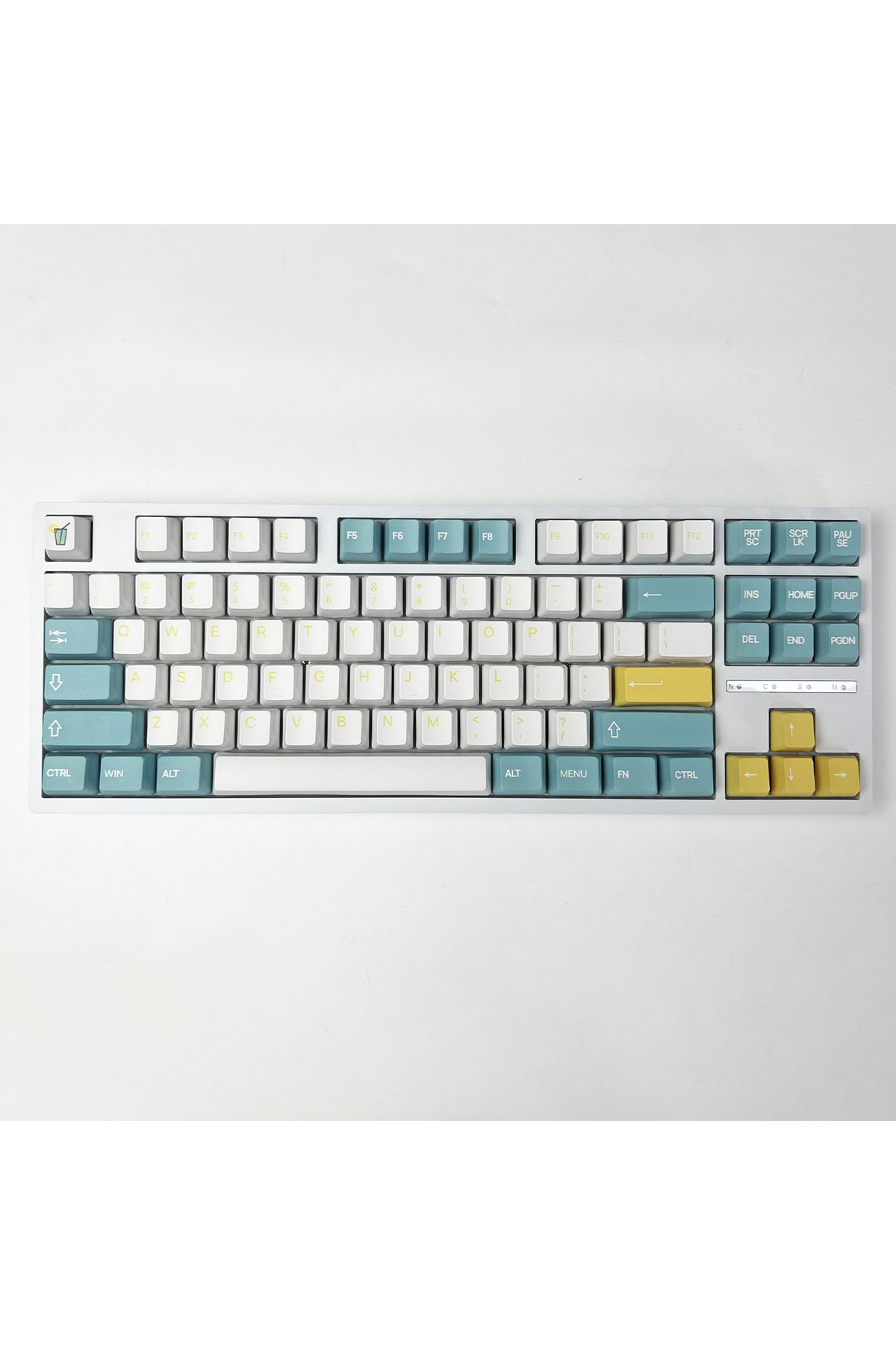 FlashHawk-PBT Arabic Keyboard Caps, Sublimation Mixed Color Theme Keycaps Adapts to Keyboard Blue White 7
