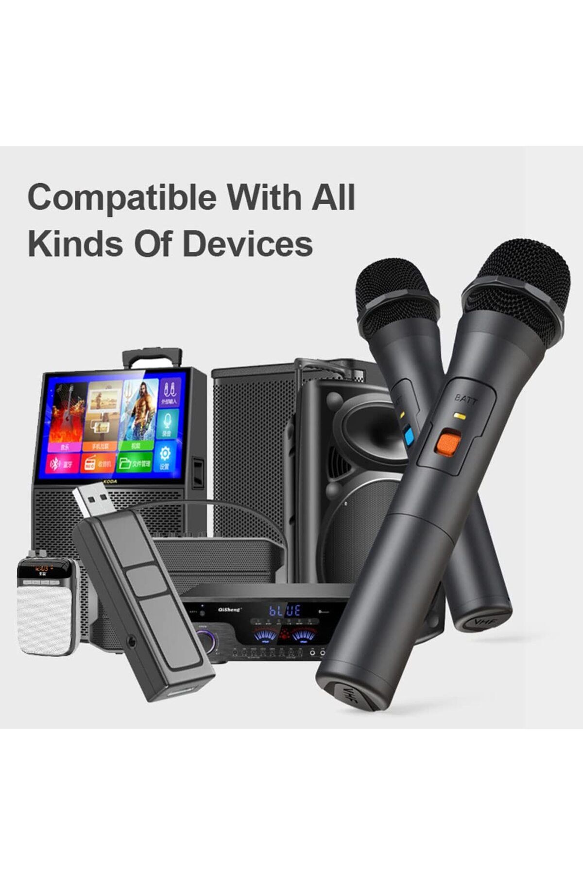 FlashHawk-Wireless Microphone,Universal Handheld Karaoke Mic Speaker, Over 110 DB Cordless Microphone 6