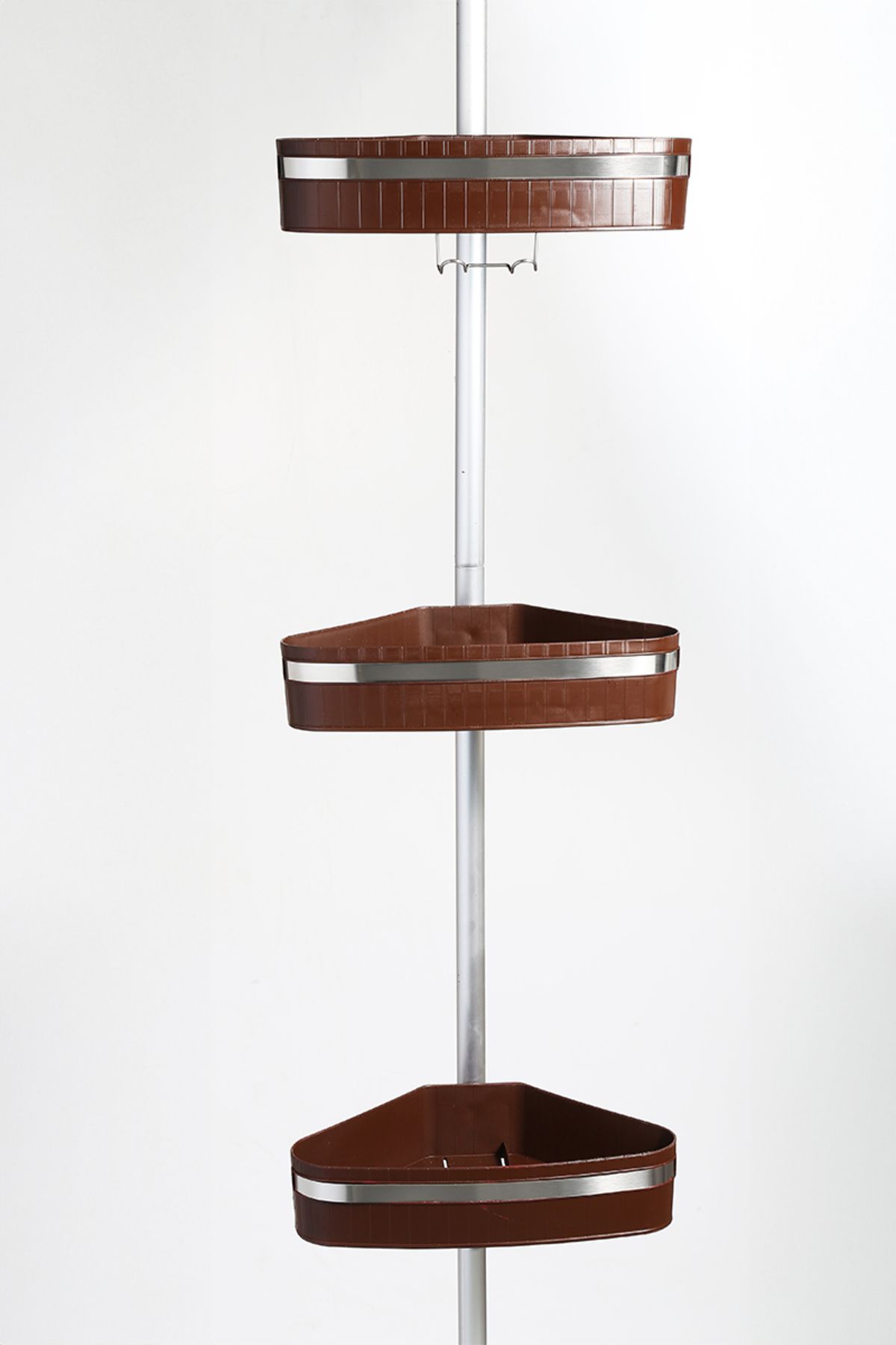 Prima Nova-Brown Fına Bathroom Corner Shelf - Stainless Aluminum Pipes 3