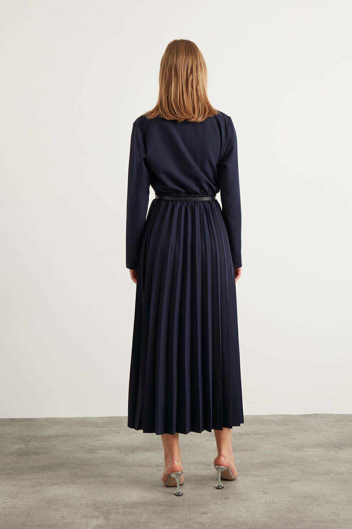 Birgül Bektaş  Lacivert Aden Elbise - Görsel 7