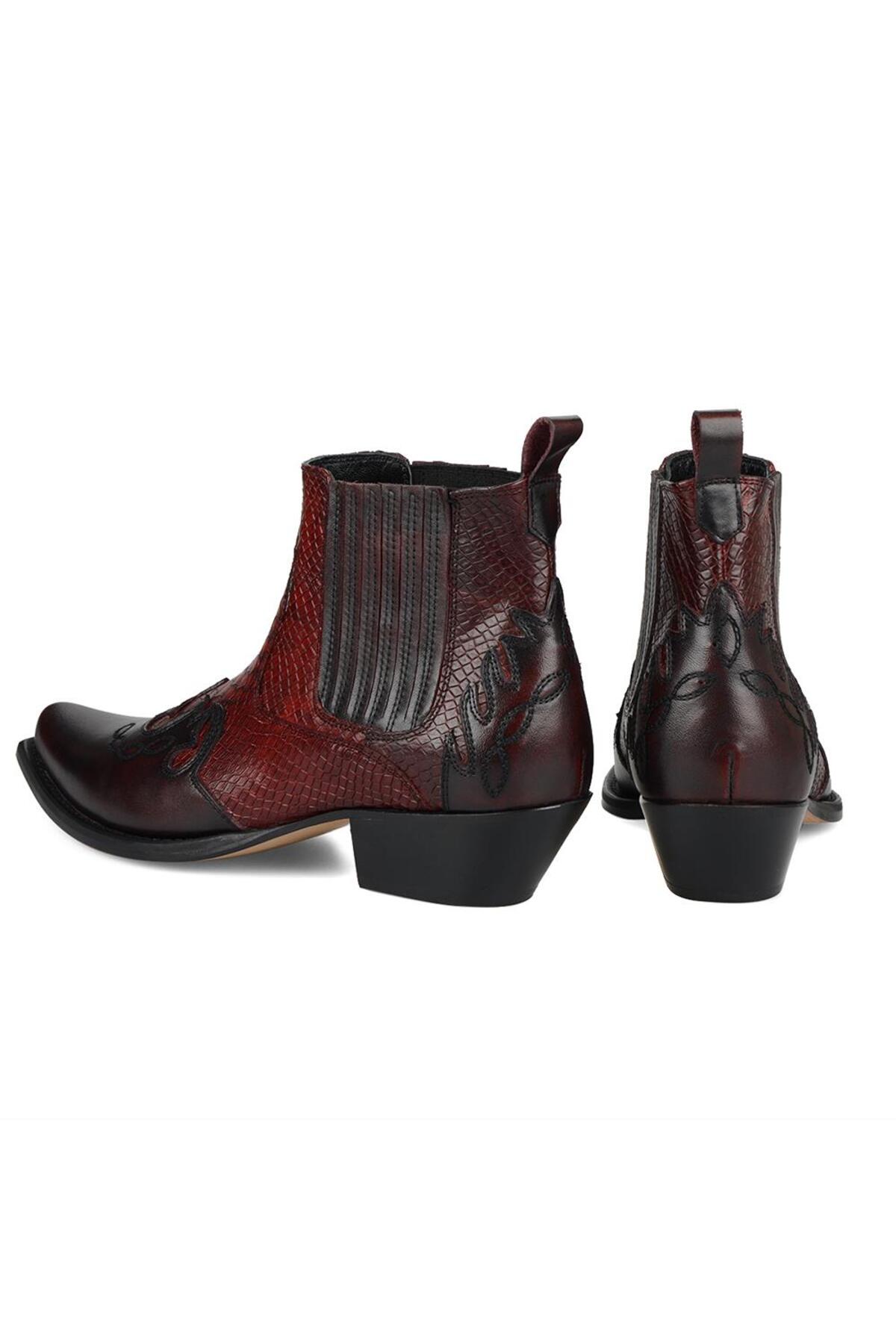 FootCourt Erkek Bordo Kösele Western Kovboy Botu görsel 4