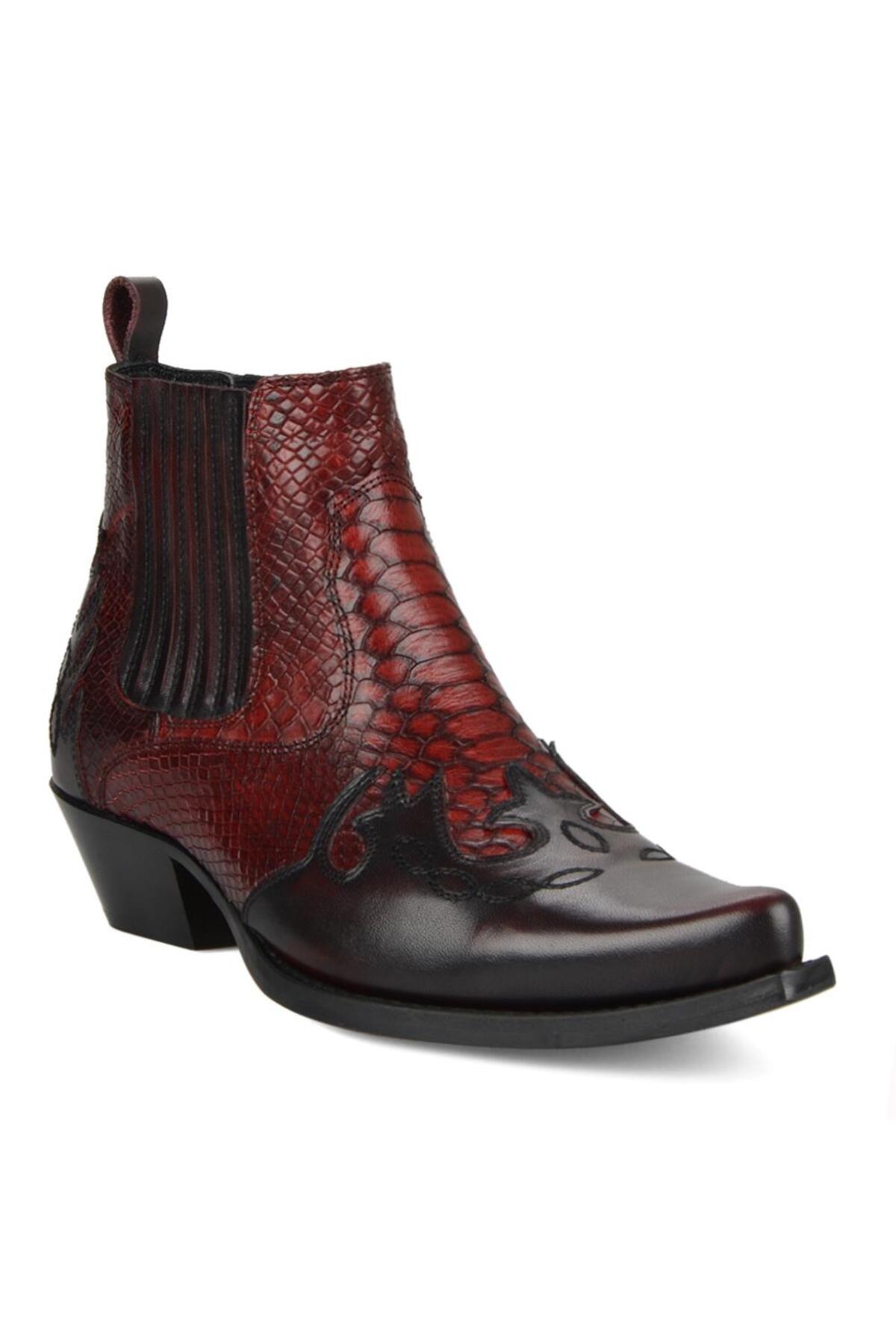 FootCourt Erkek Bordo Kösele Western Kovboy Botu görsel 3