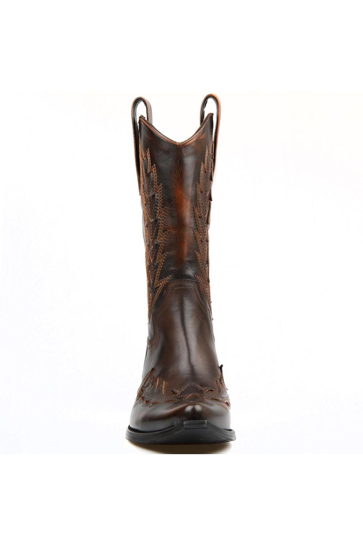 FootCourt-Brown Men's Cowboy Boots (Red) 5