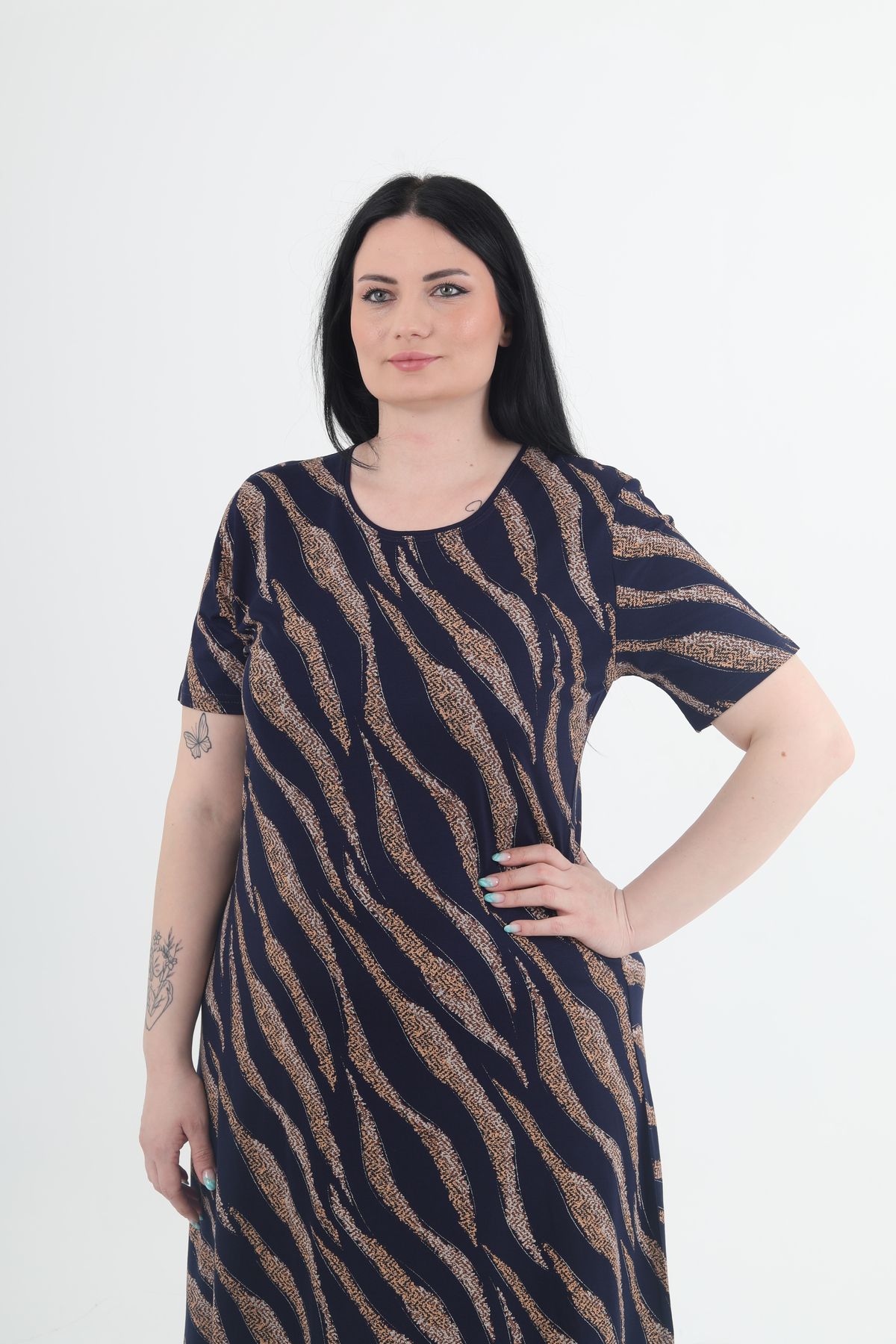 GNR-Plus Size Long Sleeve Print Dress 8