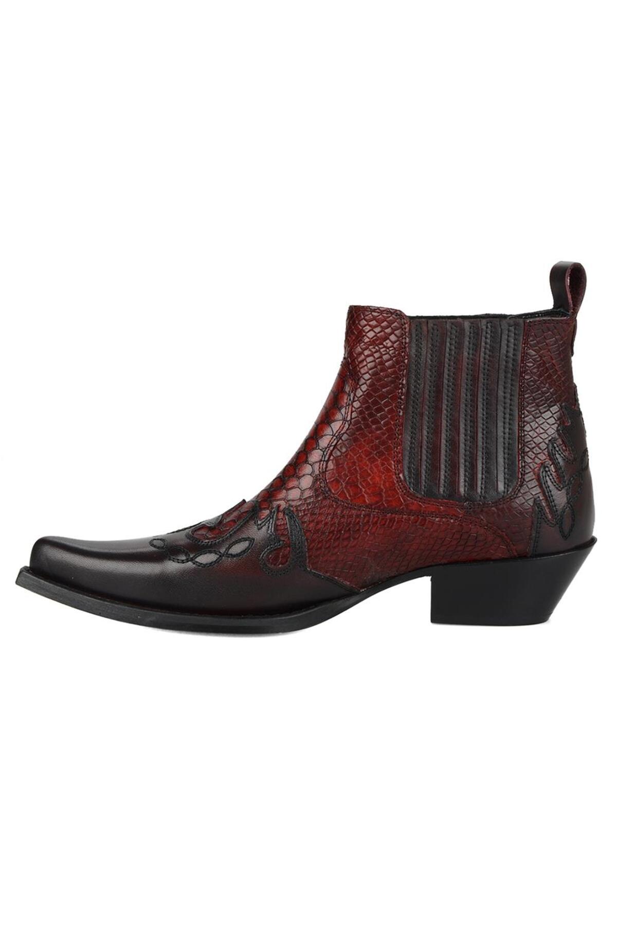 FootCourt Erkek Bordo Kösele Western Kovboy Botu görsel 5