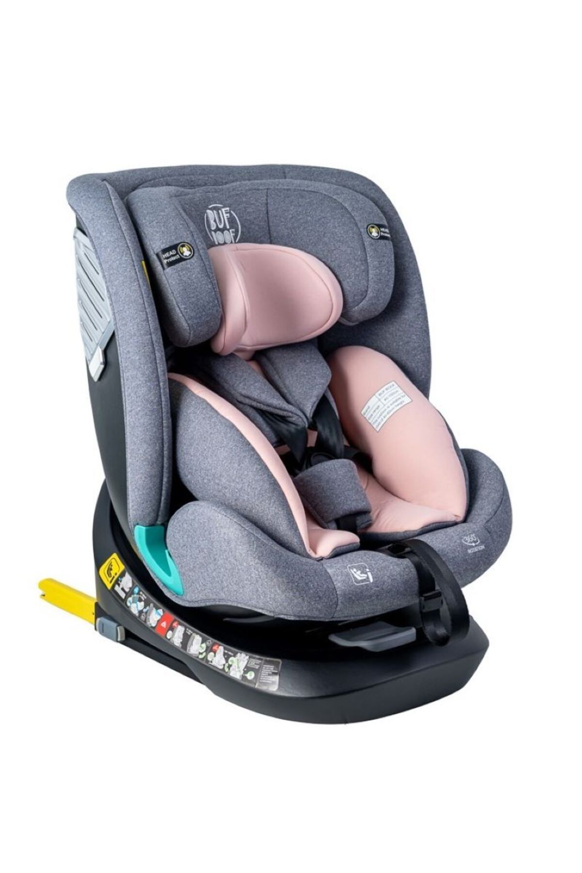 BUF BOOF-Scaun Auto Saphir DELUXE BUF BOOF iSIZE Pink Isofix pozitie somn 165 grade rotativ grade 40-150 cm 4