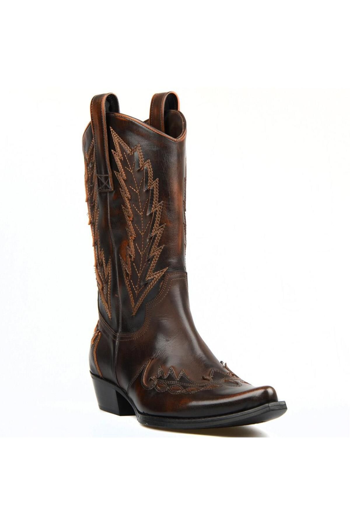FootCourt-Brown Men's Cowboy Boots (Red) 2