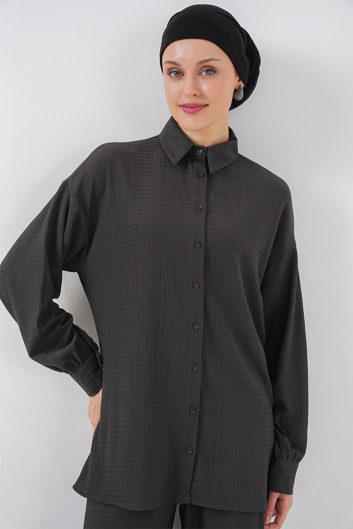 Bigdart-Women's Knitted Bottom Top Set - 6711 in Anthracite Color 2