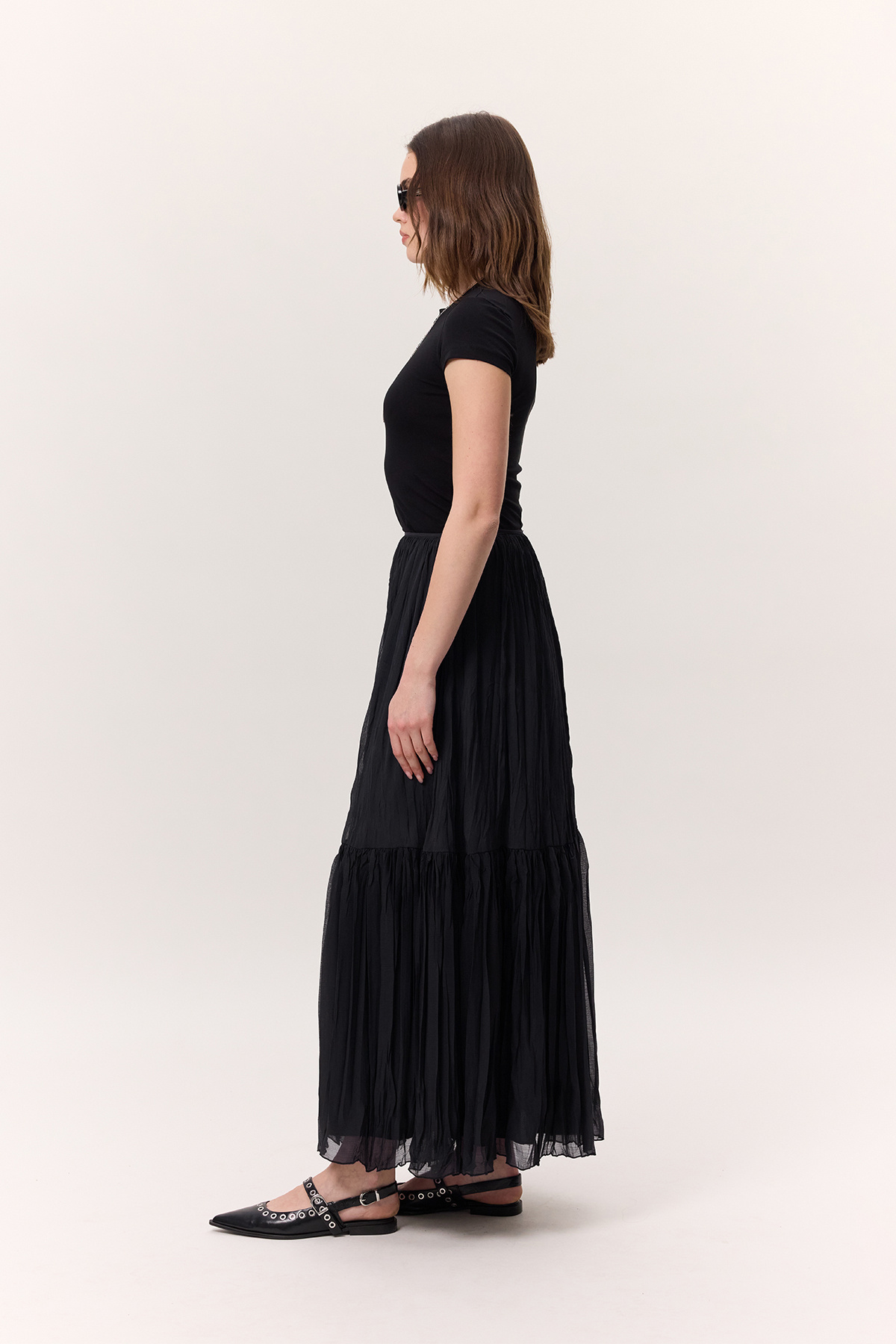 Manuka-DLOUHÁ SUKNĚ CRUSH PLISSE NAVY BLUE 6