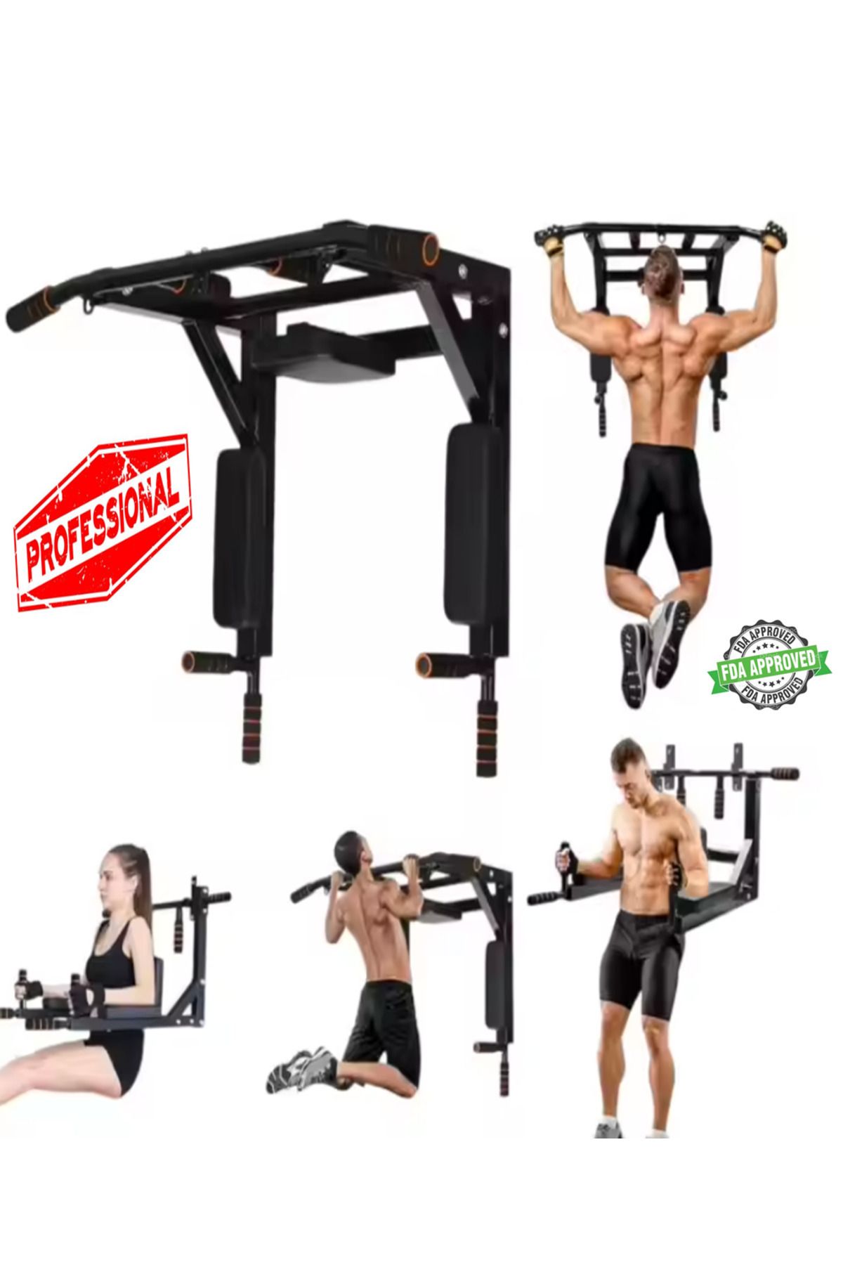 Leyaton 3in1 Büyük Duvara Monte Duvar Barfiks Dips Pull-up Biceps Spor Egzersiz Barfix Aleti Fitness Barı