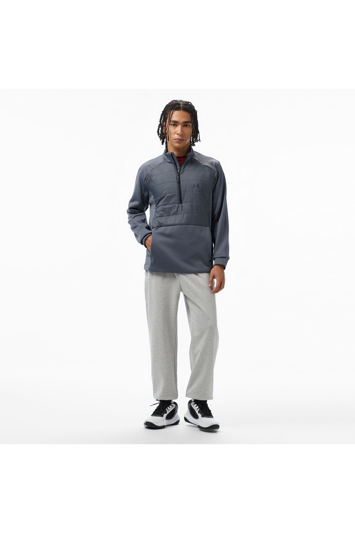 کاپشن ورزشی خاکستری مردانه پالتو HALF 025 اورجینال Under Armour