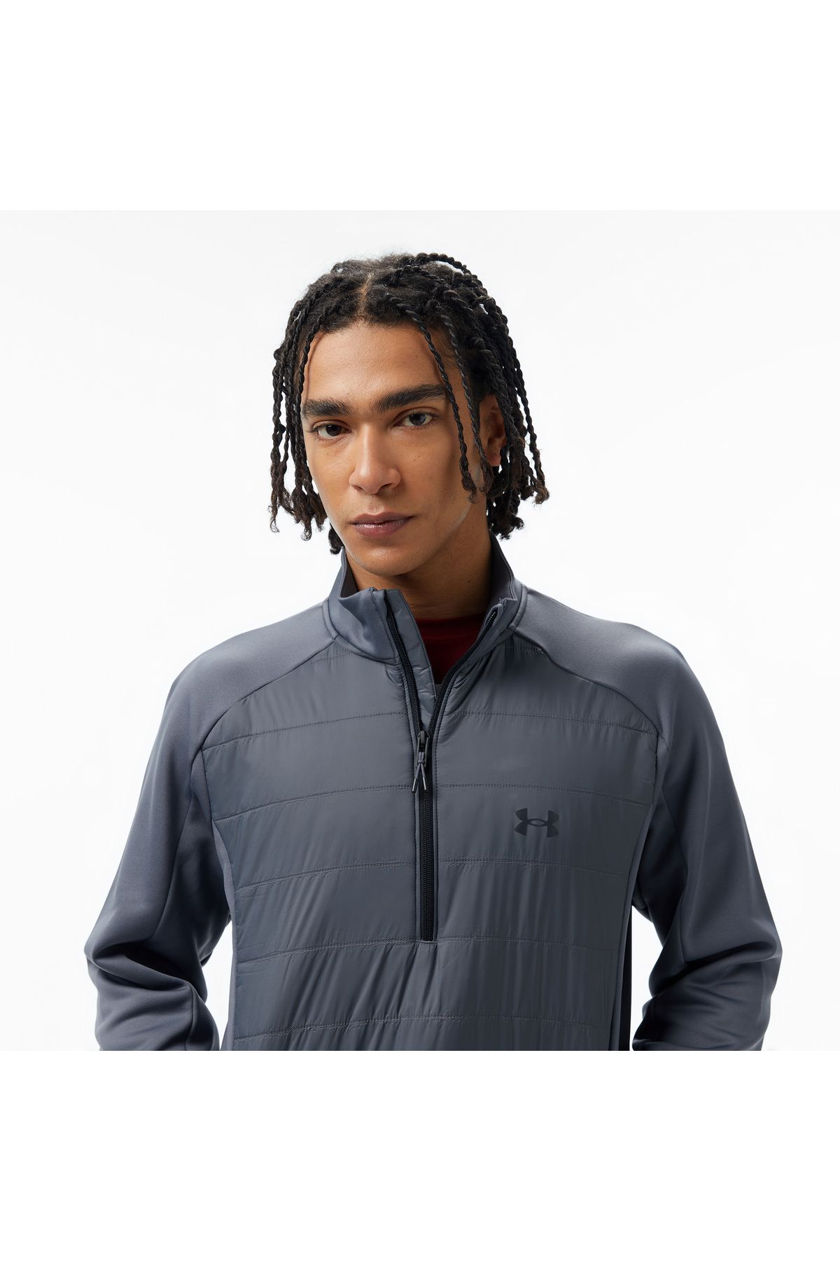 کاپشن ورزشی خاکستری مردانه پالتو HALF 025 اورجینال Under Armour