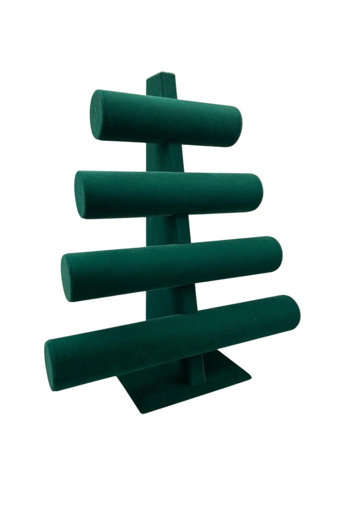 MeGass Dekor Süet Kumaş Yeşil Renk Dört Kademeli 38/34 Cm Bileklik-saat Sergileme Standı