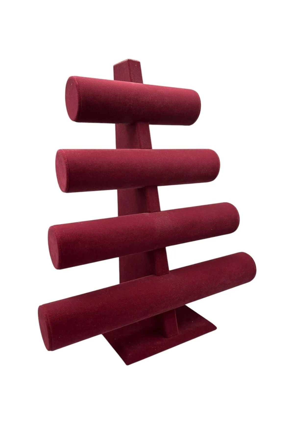 MeGass Dekor Süet Kumaş Bordo Renk Dört Kademeli 38/34 Cm Bileklik-saat Sergileme Standı