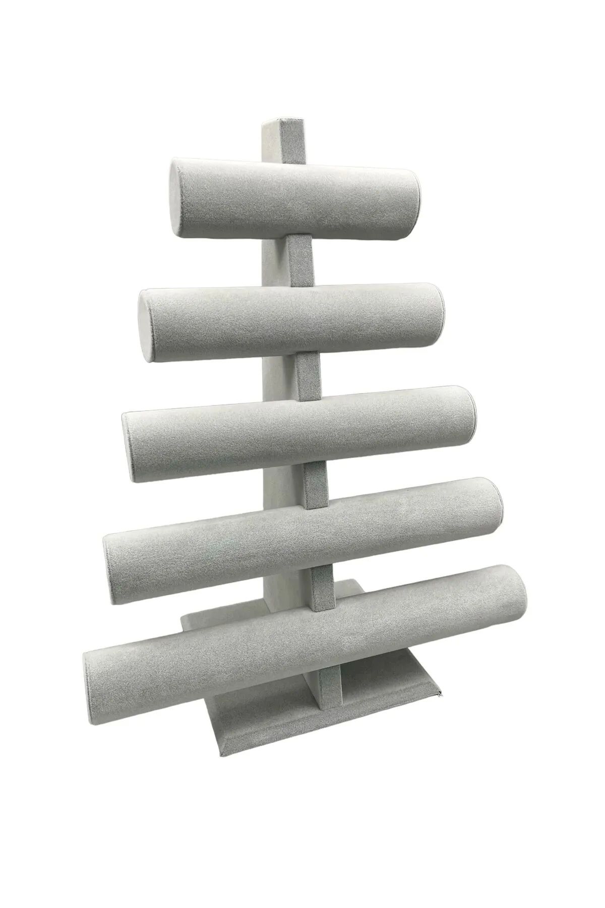 MeGass Dekor Süet Kumaş Gri Renk Beş Kademeli 45/34 Cm Bileklik-saat Sergileme Standı