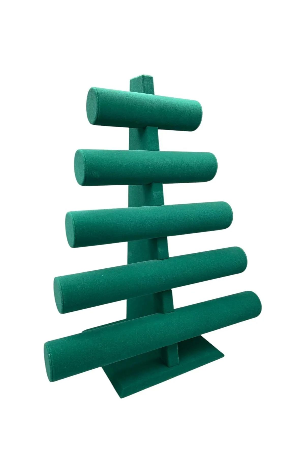 MeGass Dekor Süet Kumaş Yeşil Renk Beş Kademeli 45/34 Cm Bileklik-saat Sergileme Standı