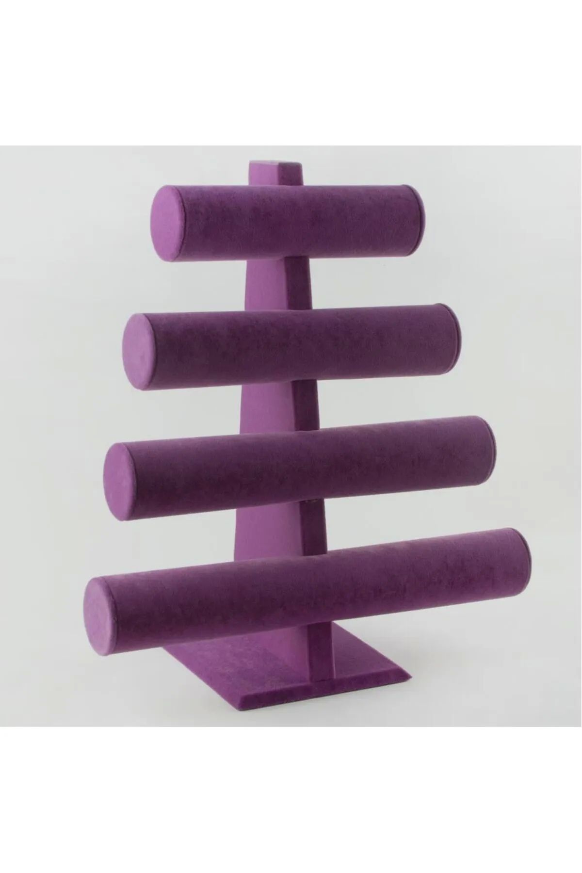 MeGass Dekor Süet Kumaş Mor Renk Dört Kademeli 38/34 Cm Bileklik- Saat Sergileme Standı