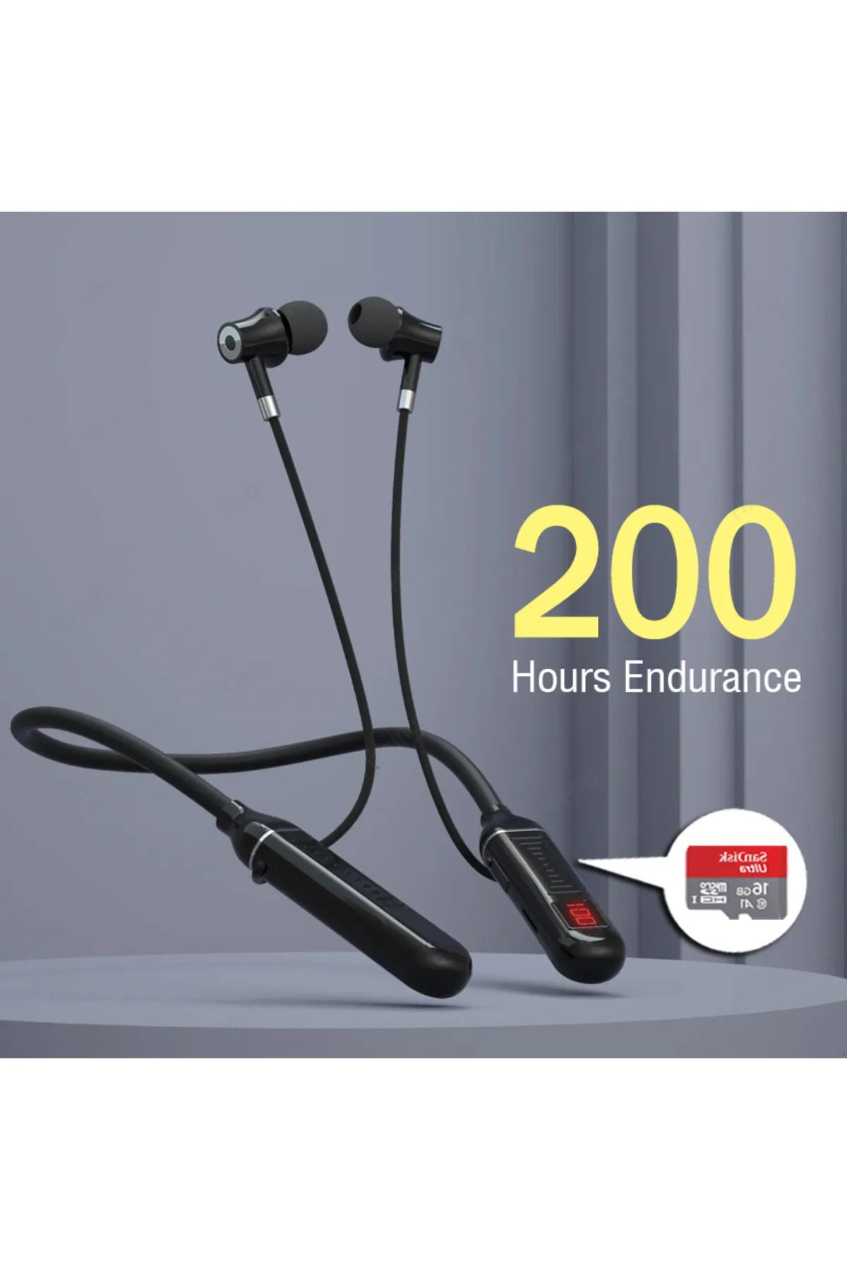 pukotech A15 Boyuna Asmalı Spor Bluetooth Kulaklık Şarj Göstergeli Sd Kart Girişi 200 saat müzik dinleme