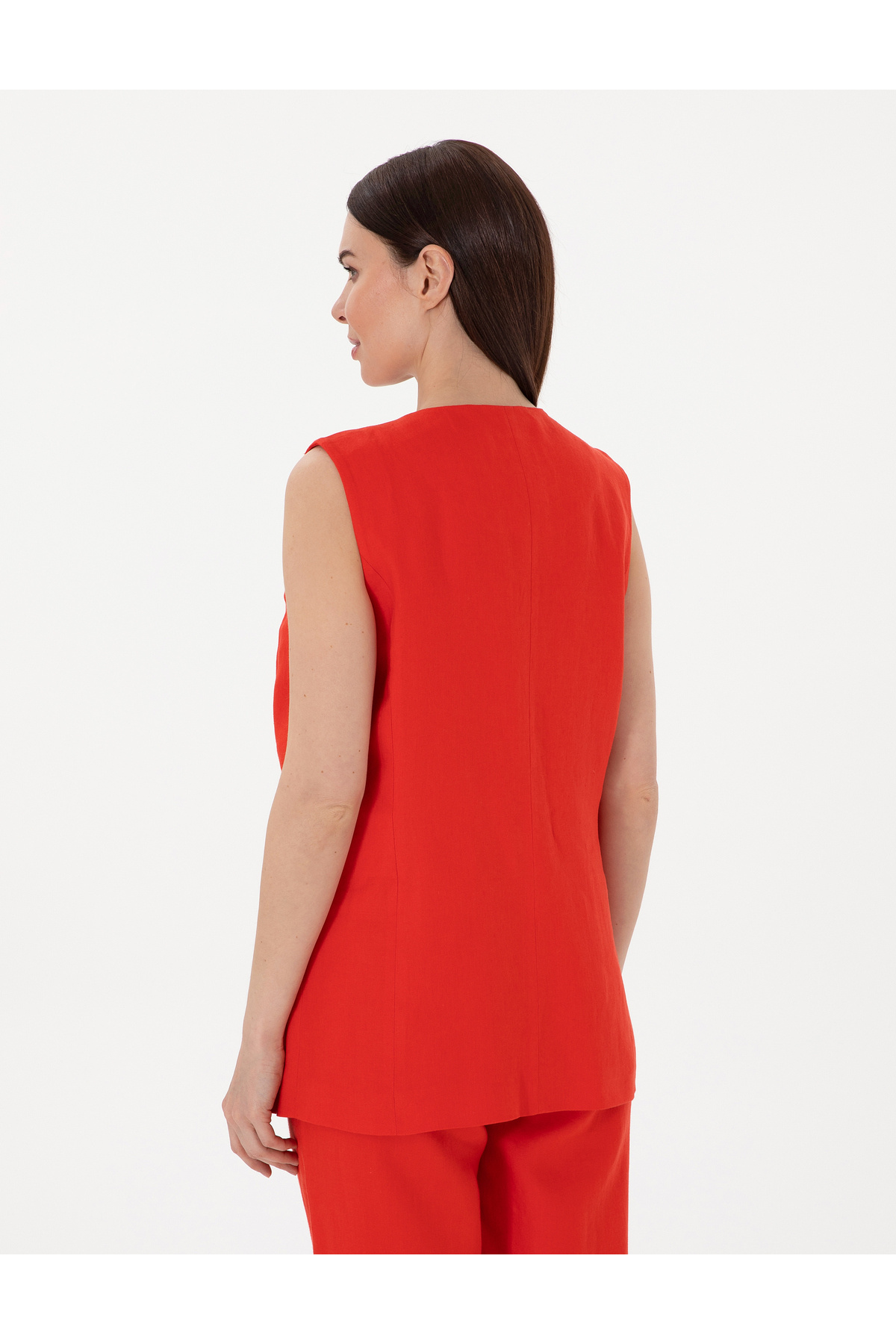 Pierre Cardin-Red Regular Fit Linen Vest 50299984-Vr030 5