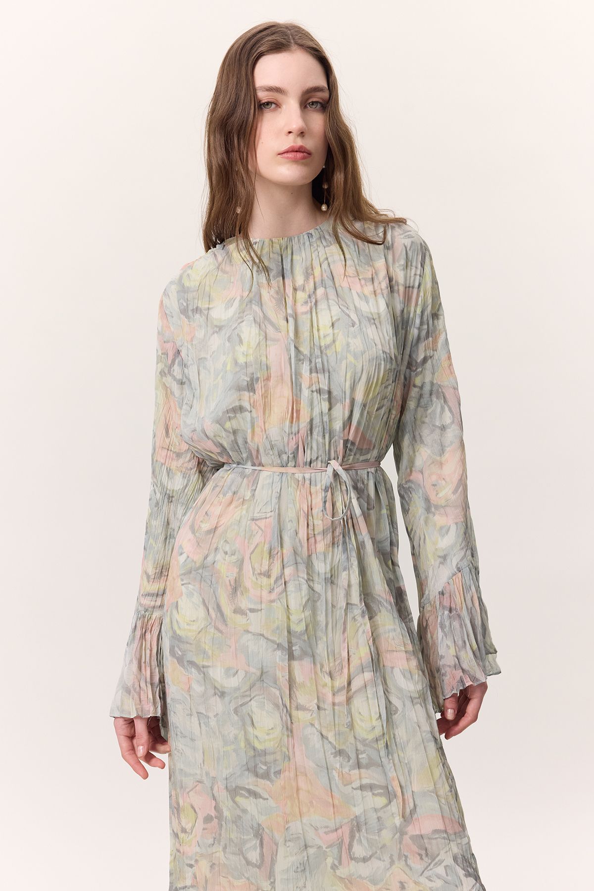 Manuka-Patterned Crushli Folded Elbi̇Se Sophia Yeşi̇L 3