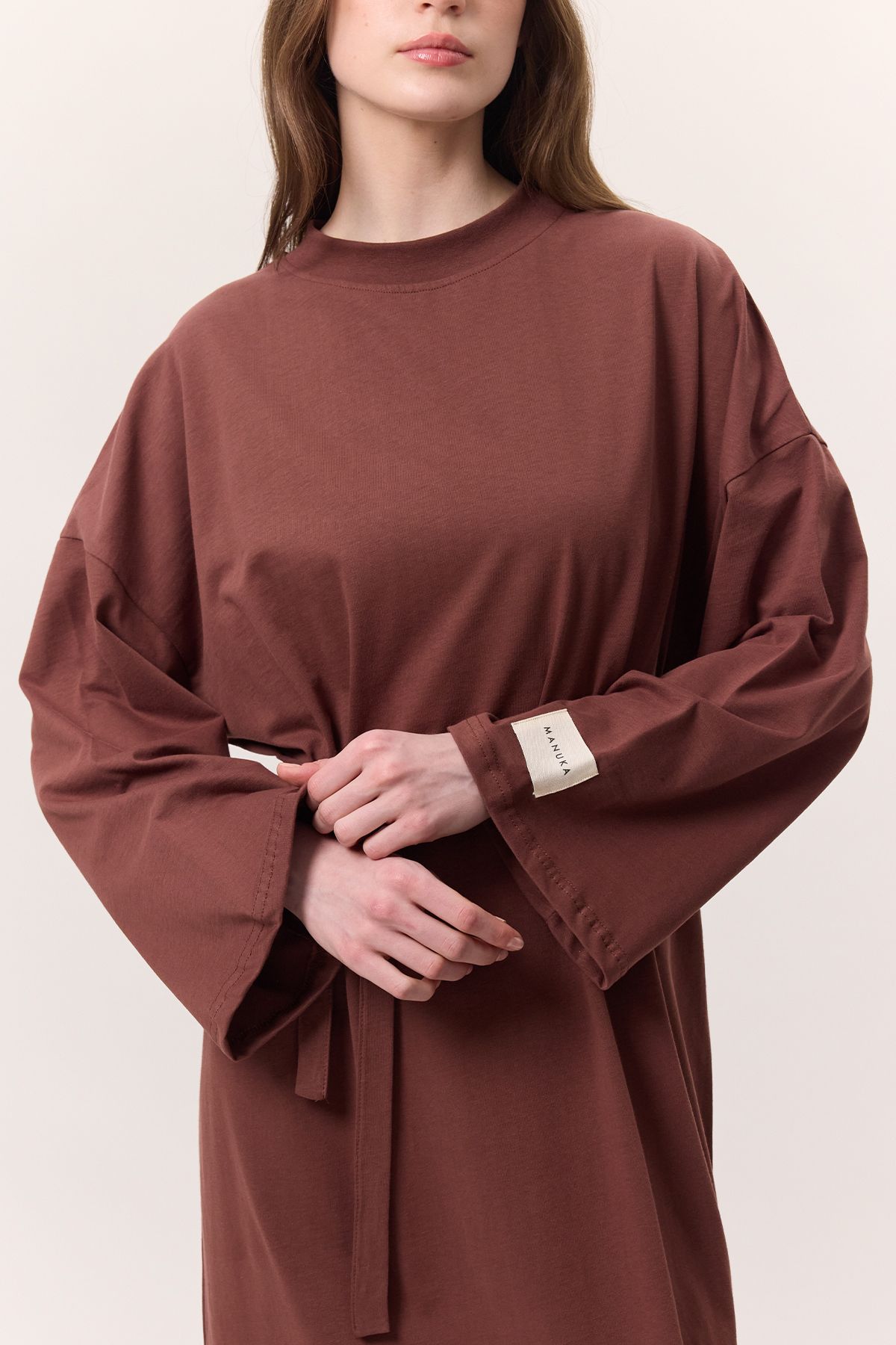 Manuka-  OVERSIZE Langes Freizeitkleid - Baumrinde 2