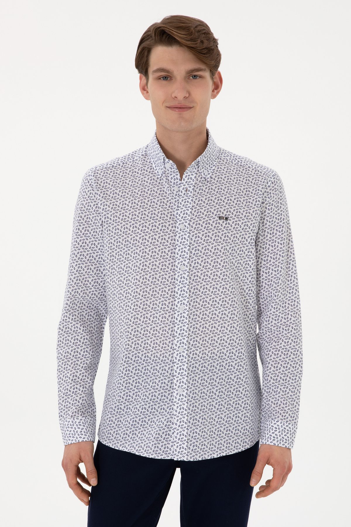 پیراهن آستین بلند مردانه آبی سرمه ای 50300459-VR033 U.S. Polo Assn.