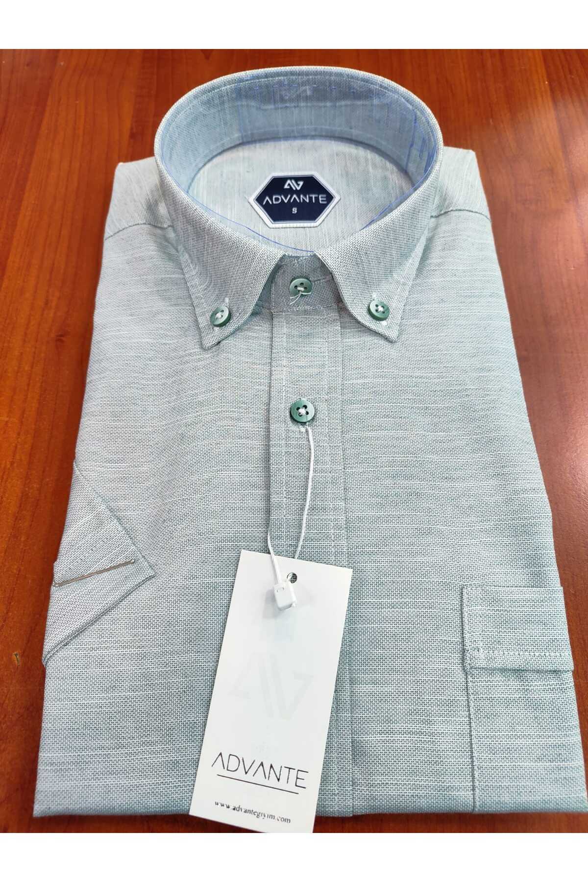 ADVANTE-Güncüoglu 100% Cotton Short Sleeve Pocket Terry Cotton Classic Men's Shirt 4