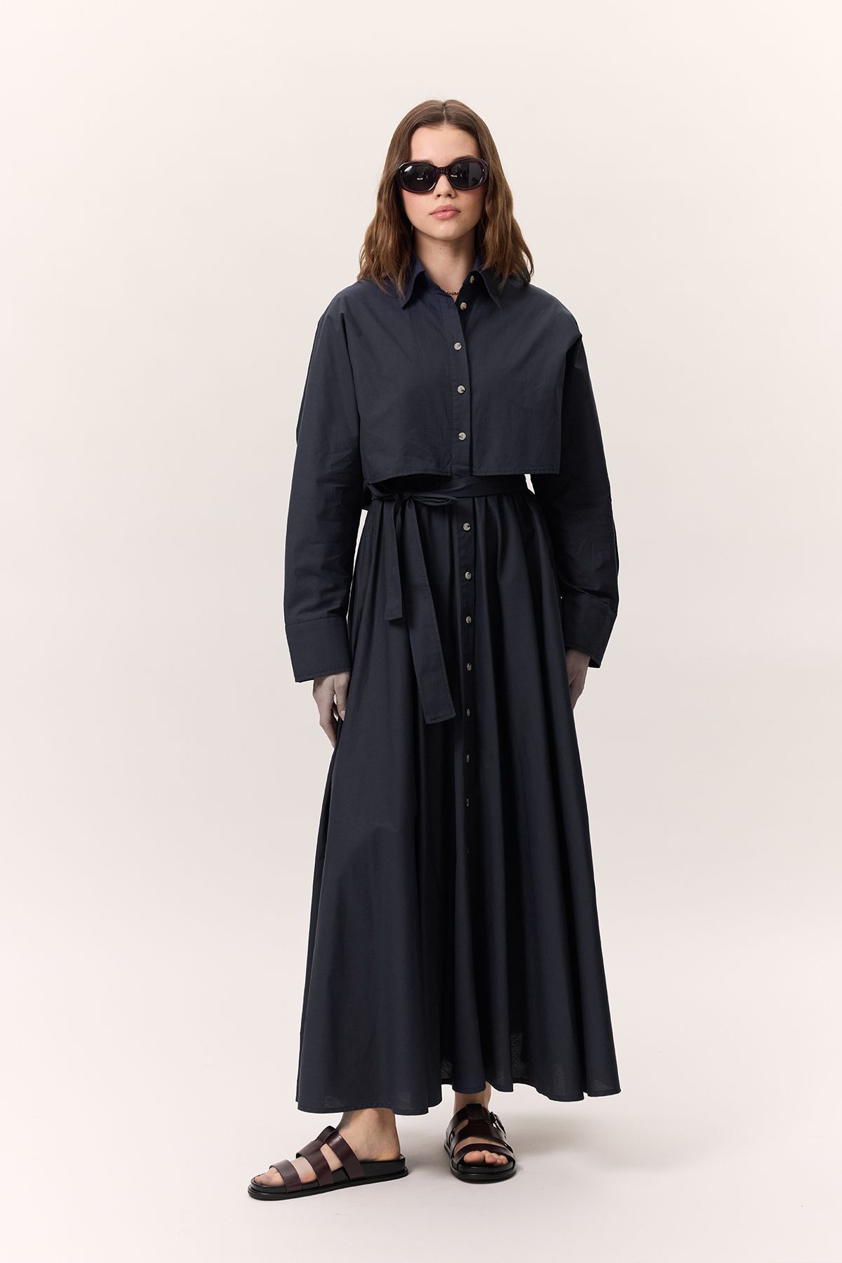 Manuka-Košilové šaty ve stylu TRENCH NAVY BLUE 3