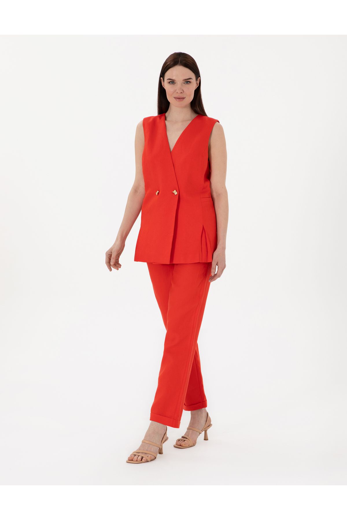 Pierre Cardin-Red Linen Trousers 50299975 -Vr030 3