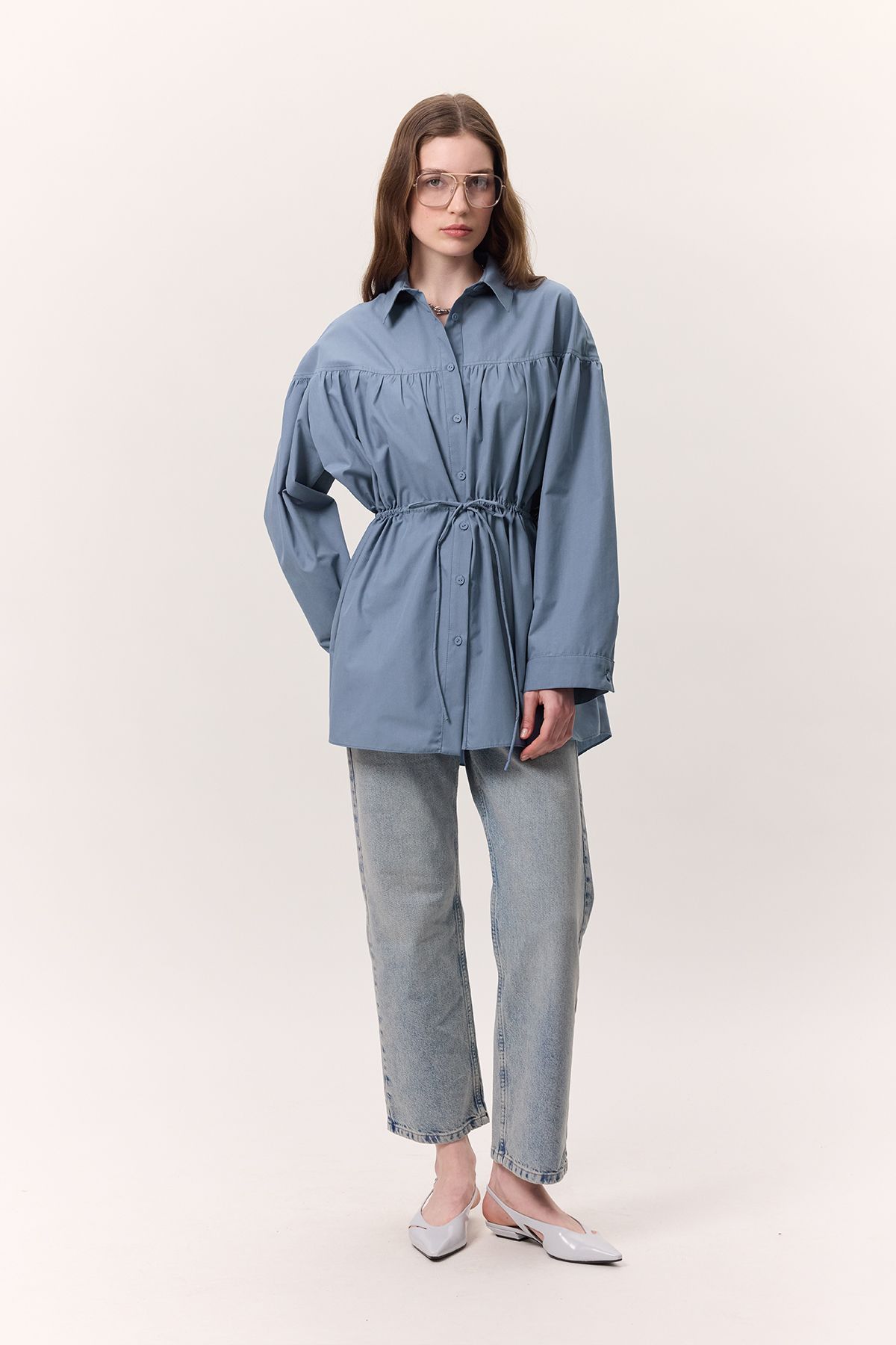Manuka-Tunic with Indigo Details with Drawstring Lacing Detail 3