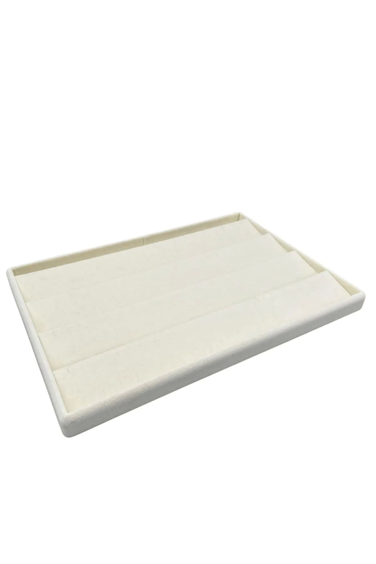MeGass Dekor Cezayir Model Süet Kumaş Krem Renk 34/24 Cm Kademeli Çekmece Içi Küpe Standı