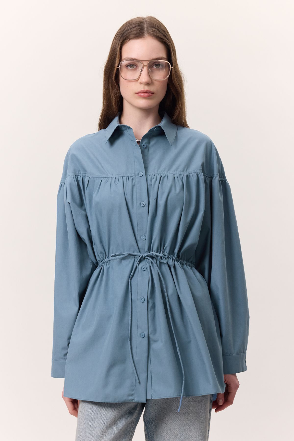 Manuka-Tunic with Indigo Details with Drawstring Lacing Detail 4