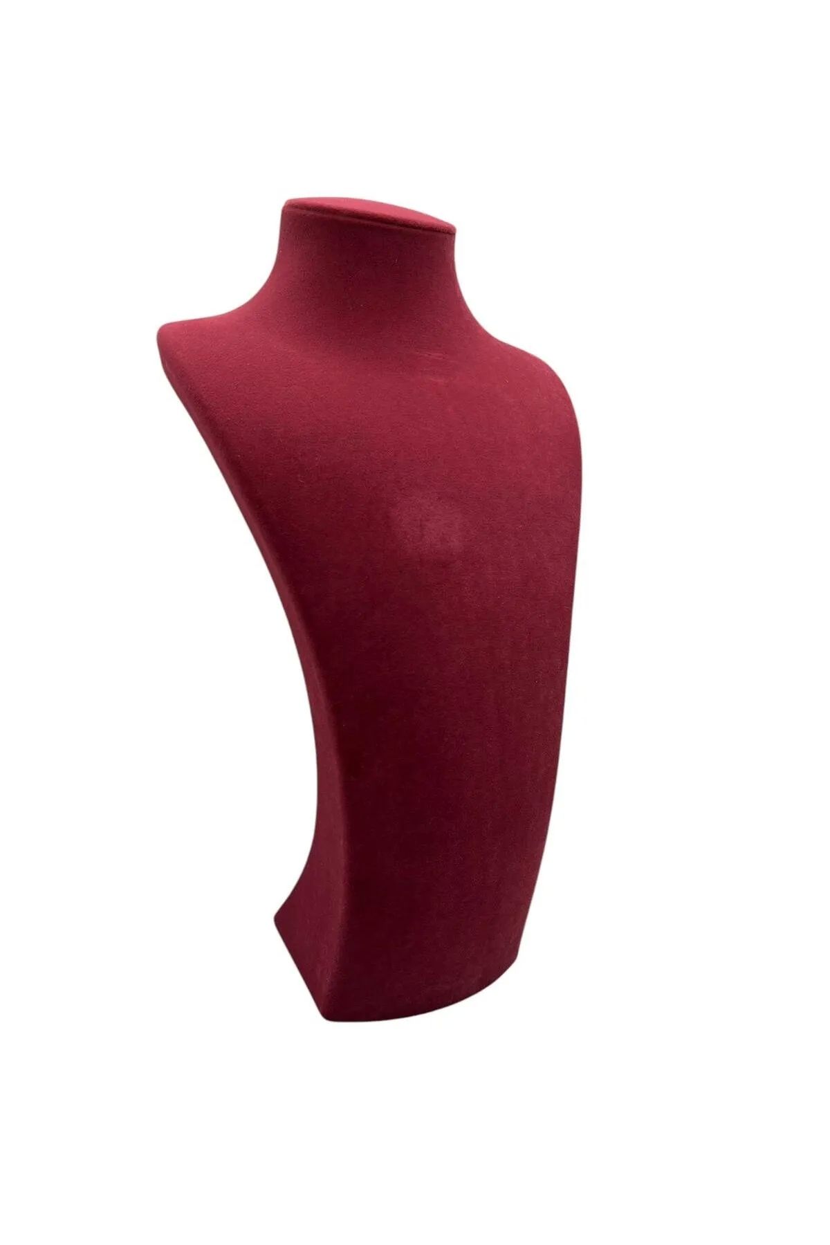 MeGass Dekor Süet Kumaş Bordo Renk Kolye Gerdanlık Zincir 39 Cm Takı Sergileme Mankeni