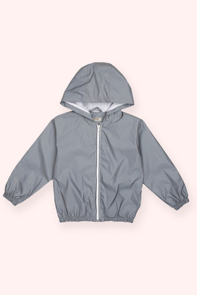 Panço Erkek Çocuk Kapüşonlu Gri Yağmurluk