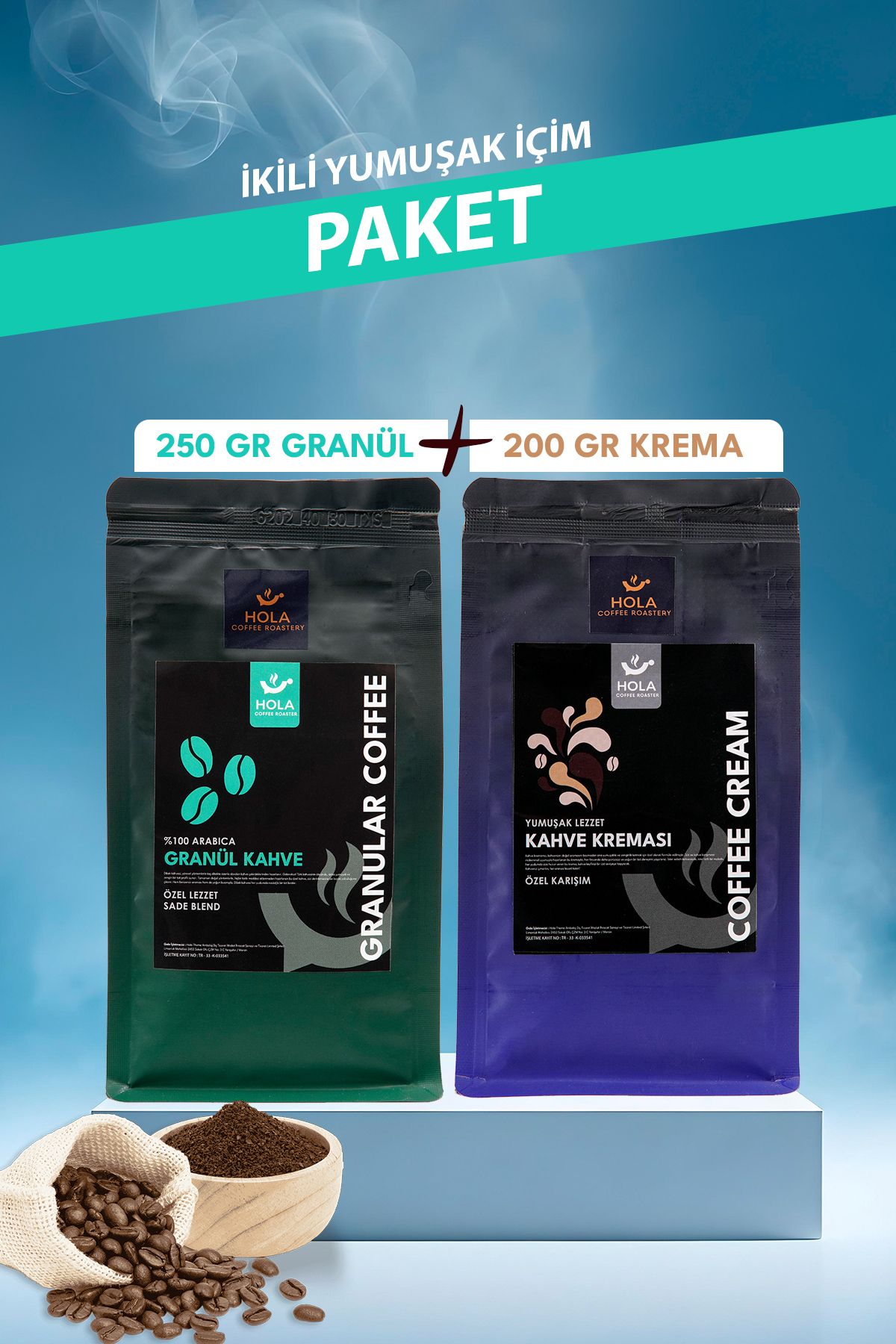 Hola Coffee Granül Kahve 250 gr + Kahve Kreması 200 gr