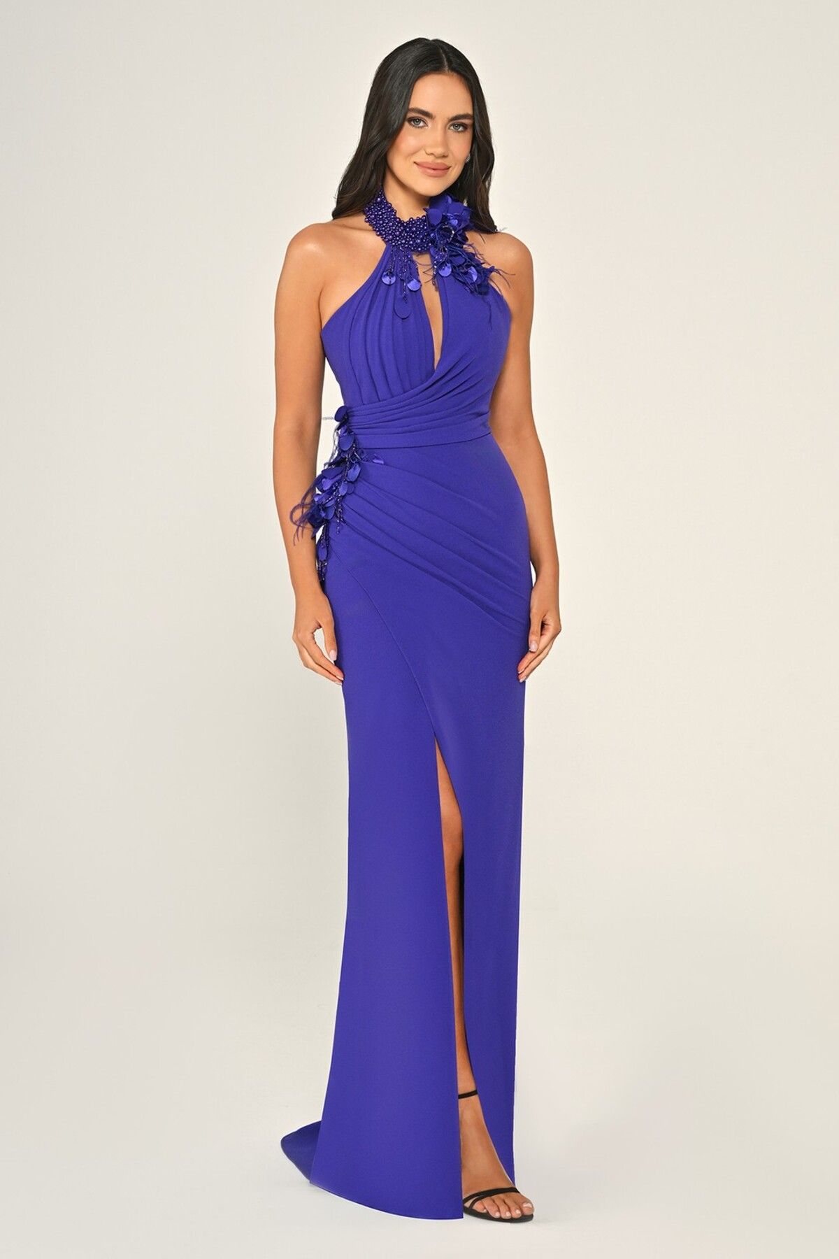 ALFABETA-Stylish Evening Dress with Stones and Accessories 4