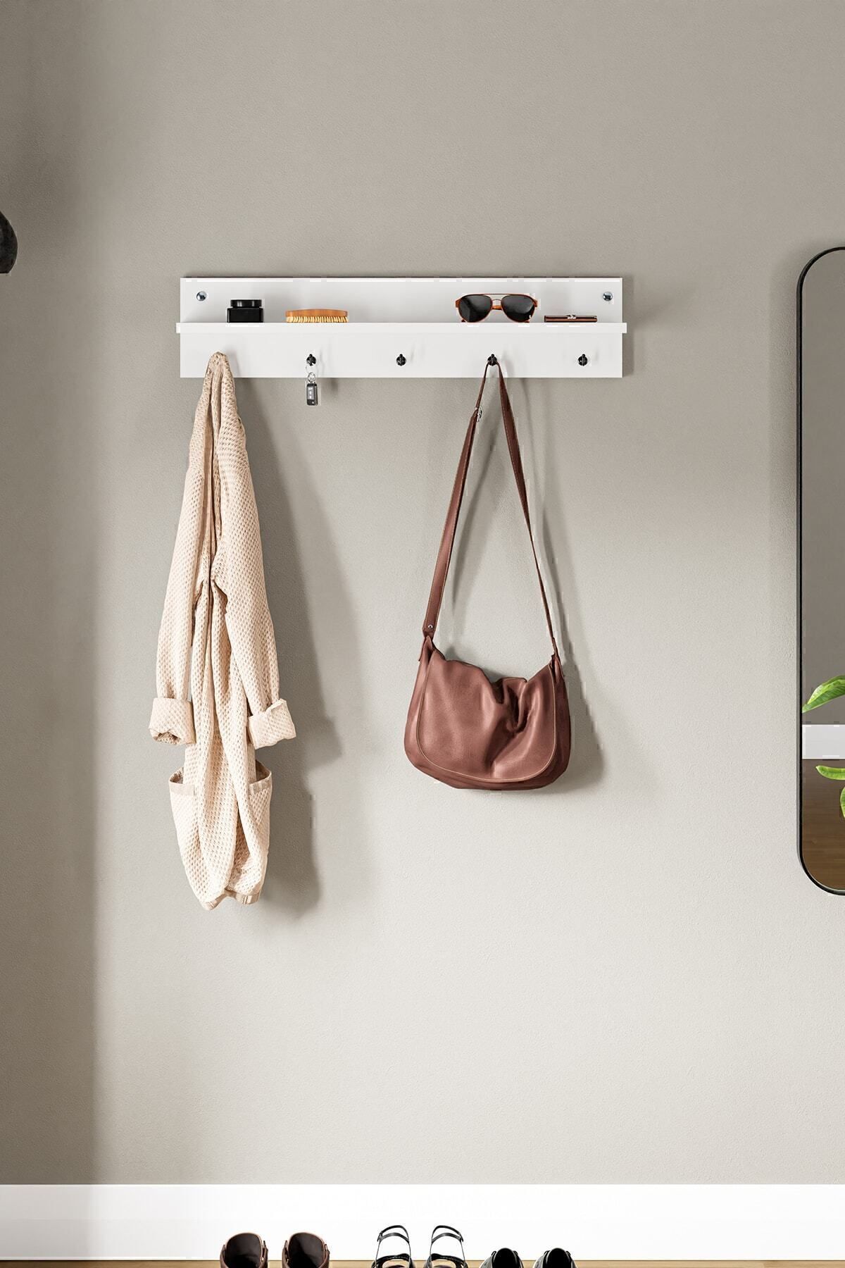 interGO-Modern Wall -Mounted Coat Rack with Shelf and Hooks - Entryway Organizer 3