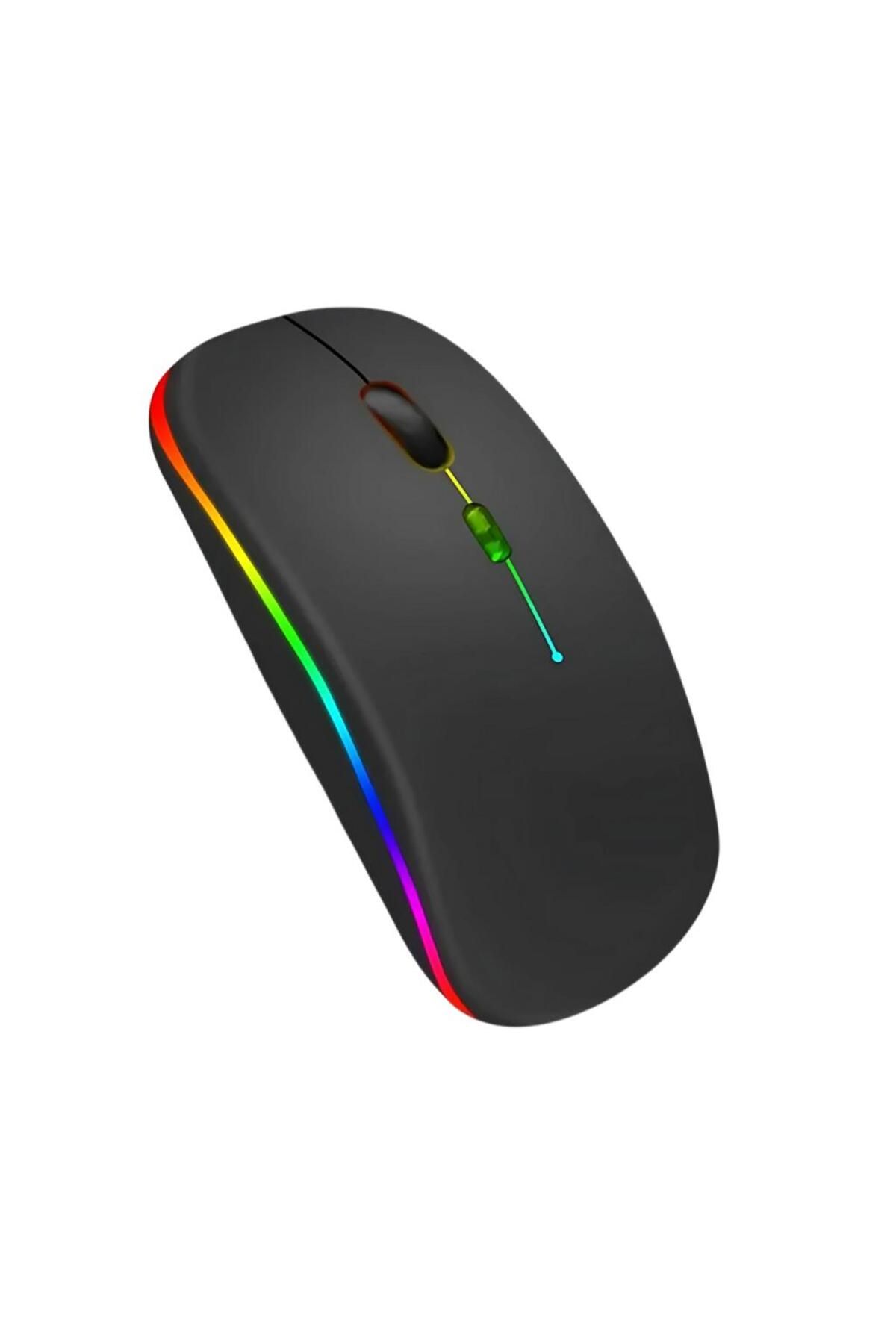 Polham Şarjlı Rgb Işıklı Çift Modlu Kablosuz Mouse, Laptop, Tablet, Telefon, Tv Uyumlu Mouse Süper S