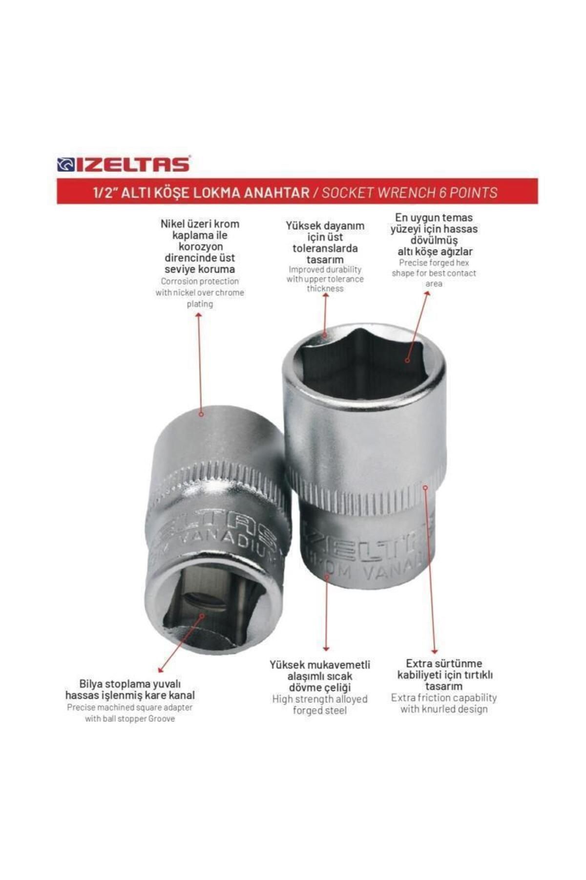 İzeltaş-İzeltaş 26 mm Hexagonal Socket Wrench 1/2" 1113 06 1026 2