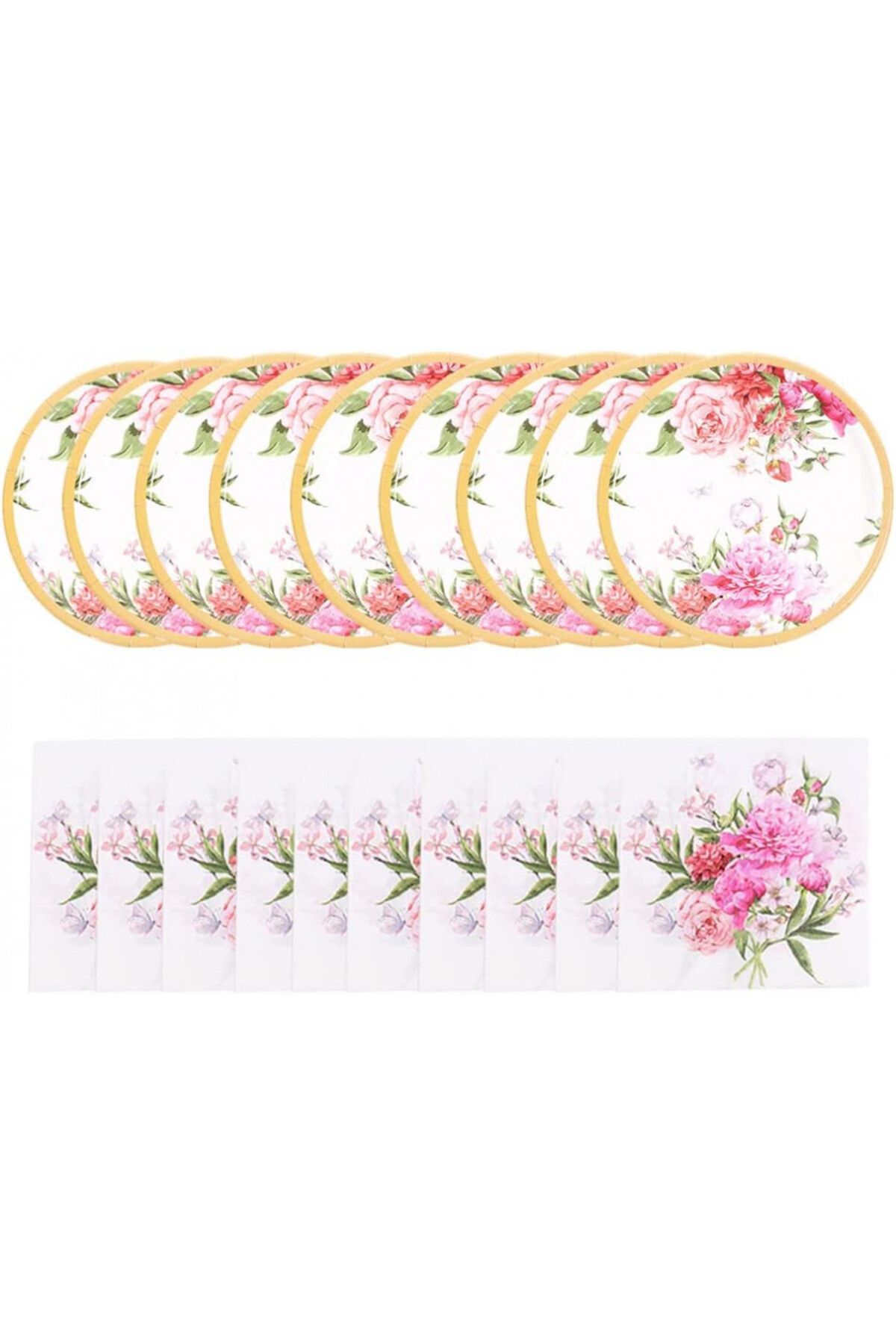 Amycute Set 8 Farfurii De Petrecere Amycute Si 16 Servetele, Multicolor, Hartie, 23 Cm - One Size