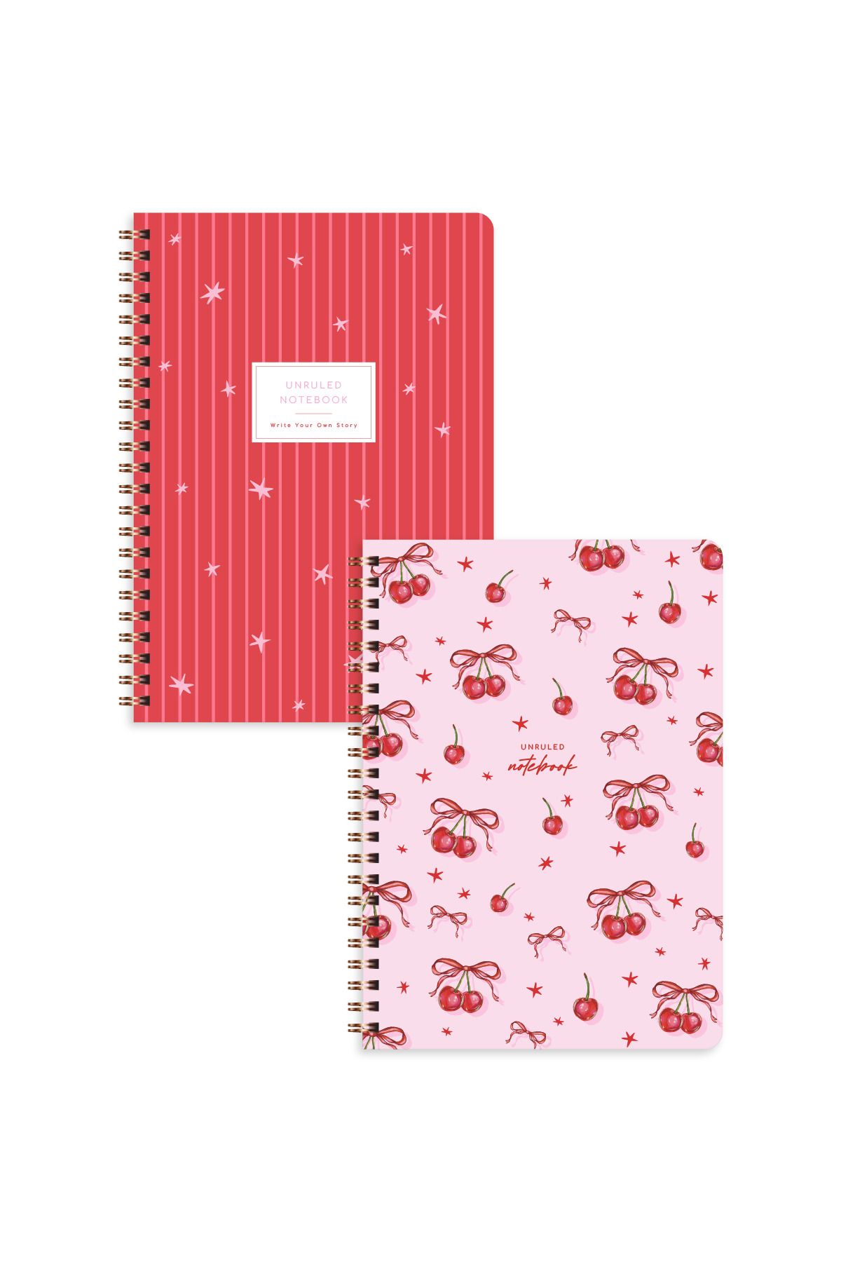 PAPERORA-A5 Spiral Cardboard Cover Set of 2 Plain Unlined School Notebook 80 Sheets, Cherry with Lesson Schedule 7
