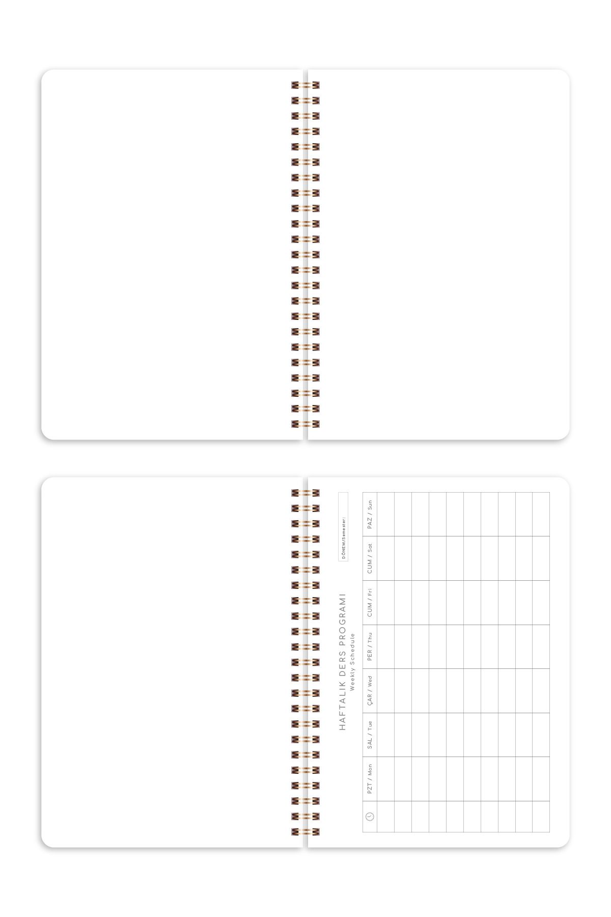 PAPERORA-A5 Spiral Cardboard Cover Set of 2 Plain Unlined School Notebook 80 Sheets, Cherry with Lesson Schedule 8